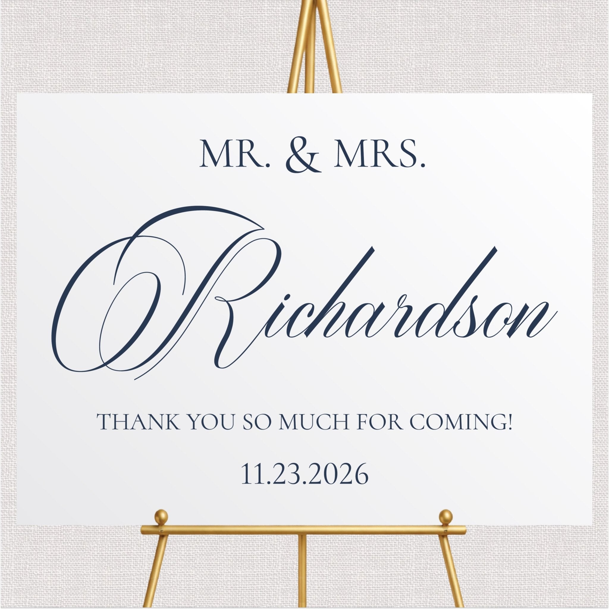 Mr. & Mrs. Last Name Wedding Welcome Sign