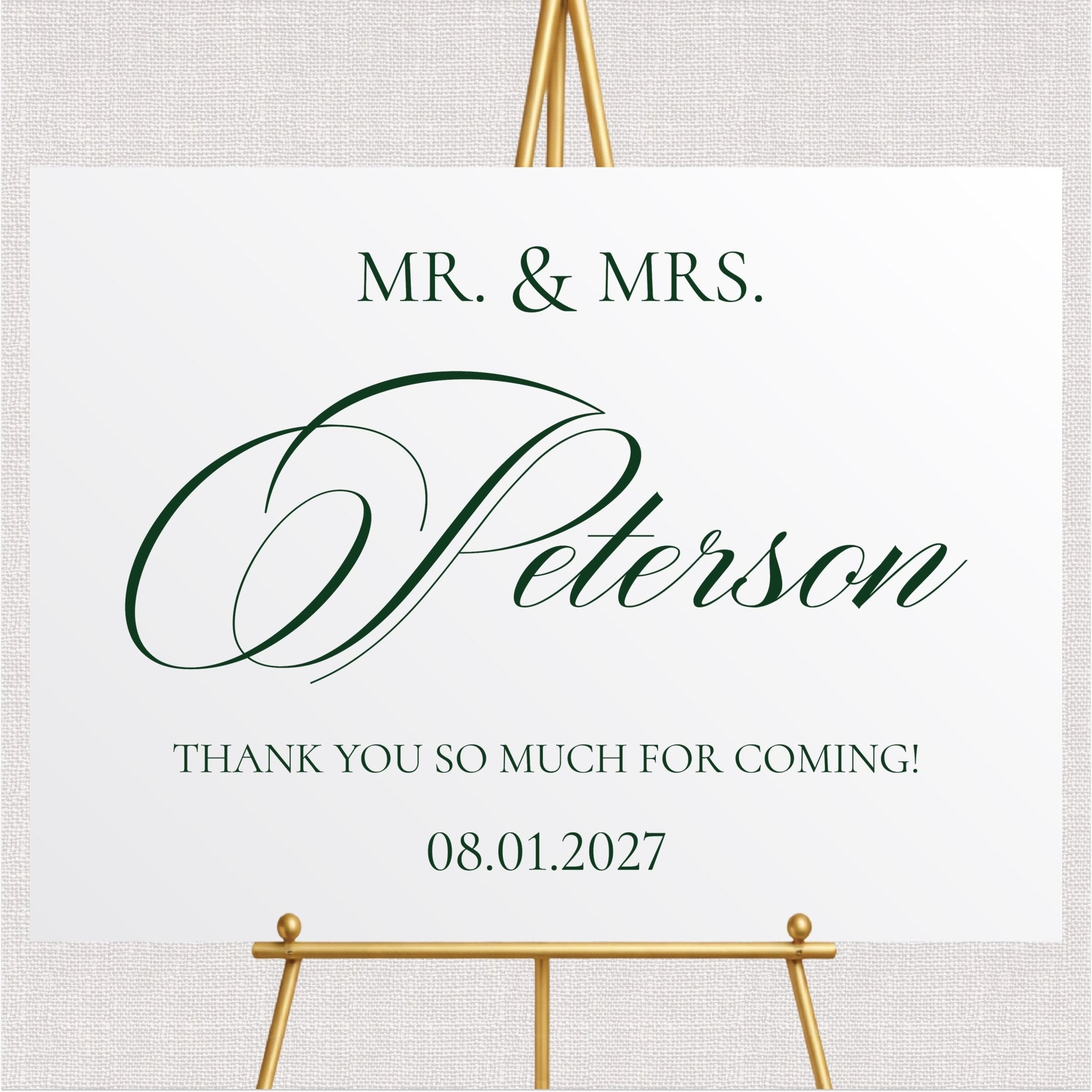 Mr. & Mrs. Last Name Wedding Welcome Sign