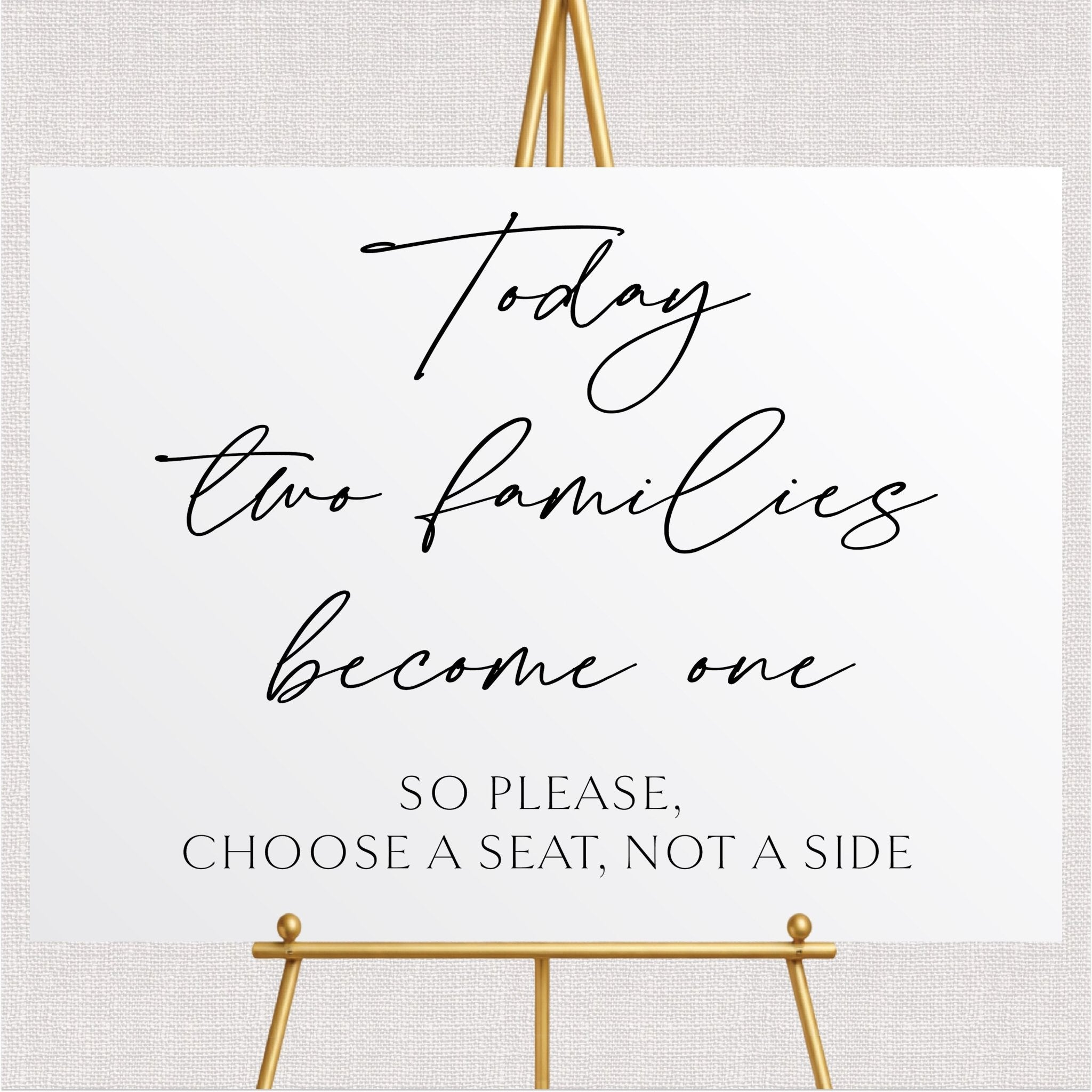 Two Families Become One Wedding Ceremony Sign