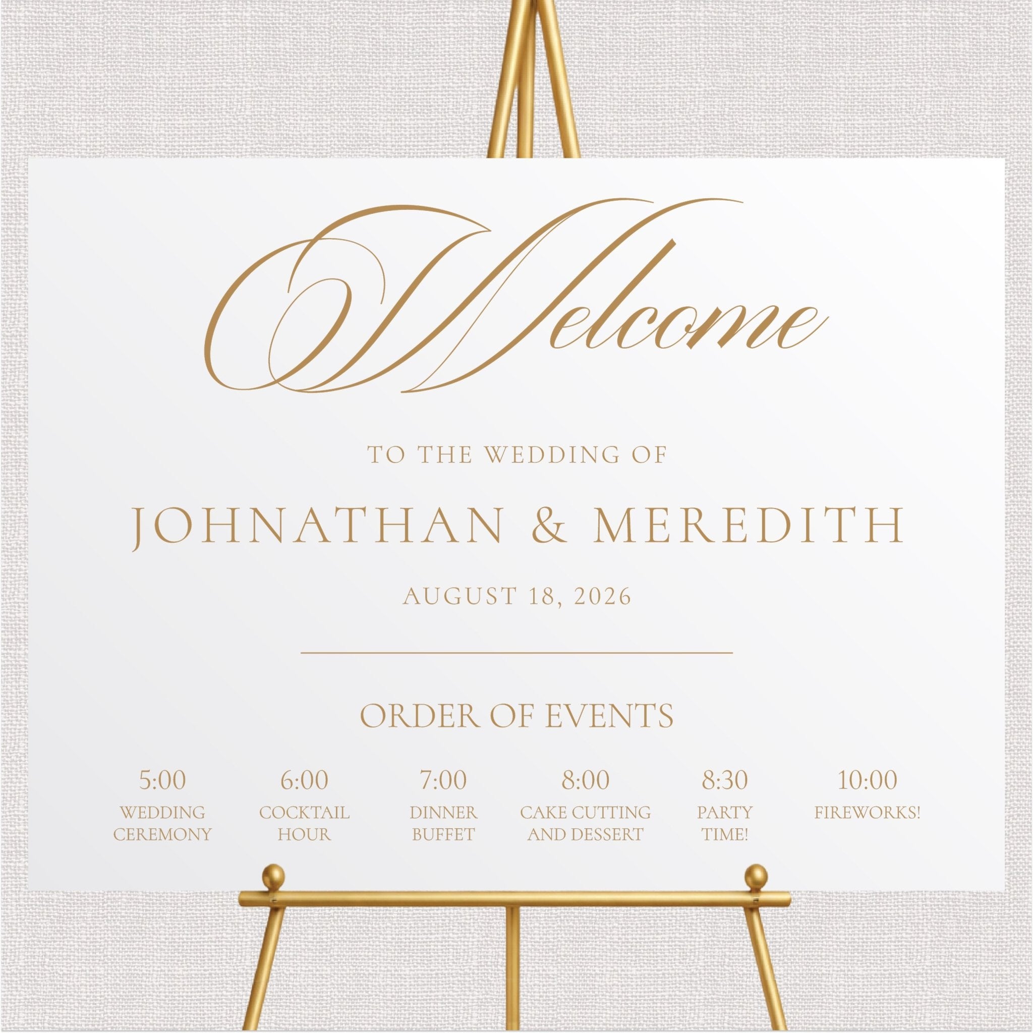 Landscape Order of Events Wedding Welcome Sign