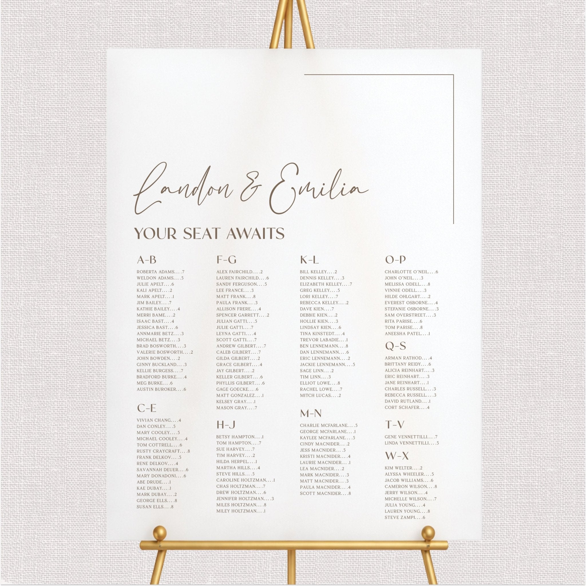 Your Seat Awaits Wedding Seating Chart