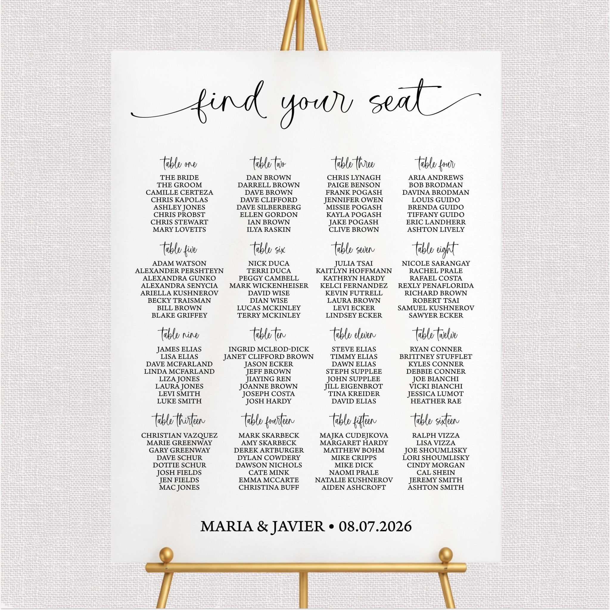 Find Your Seat Wedding Seating Chart Sign