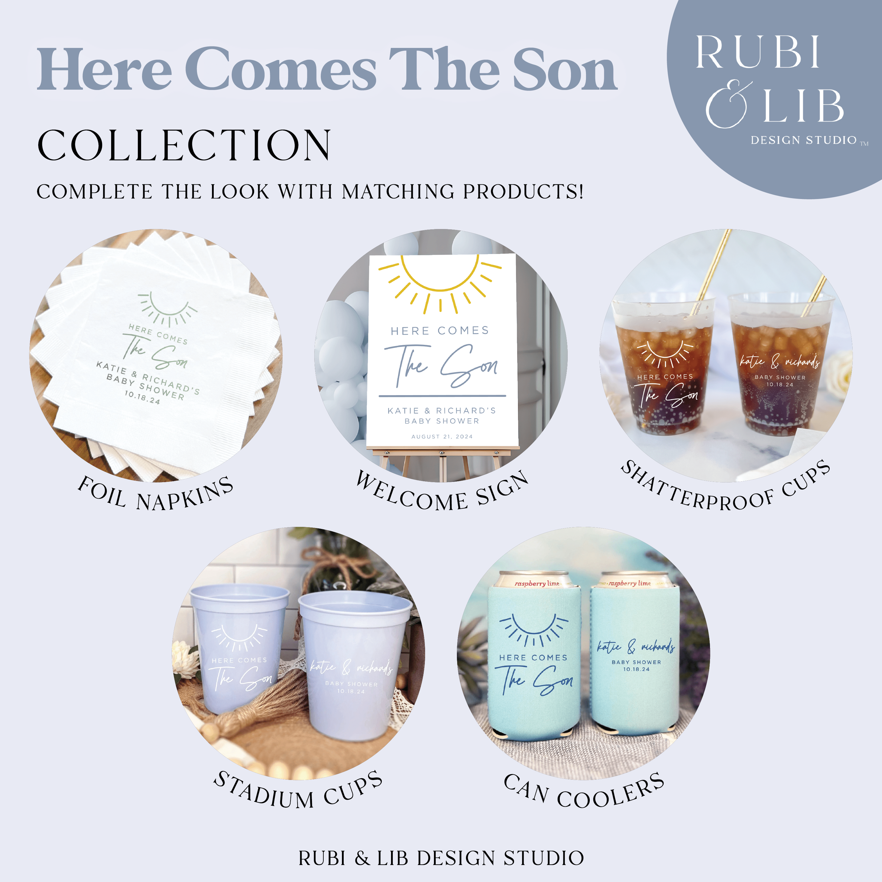 Here Comes The Son Baby Shower Favor Treat Bags - Treat Bag - Full Color