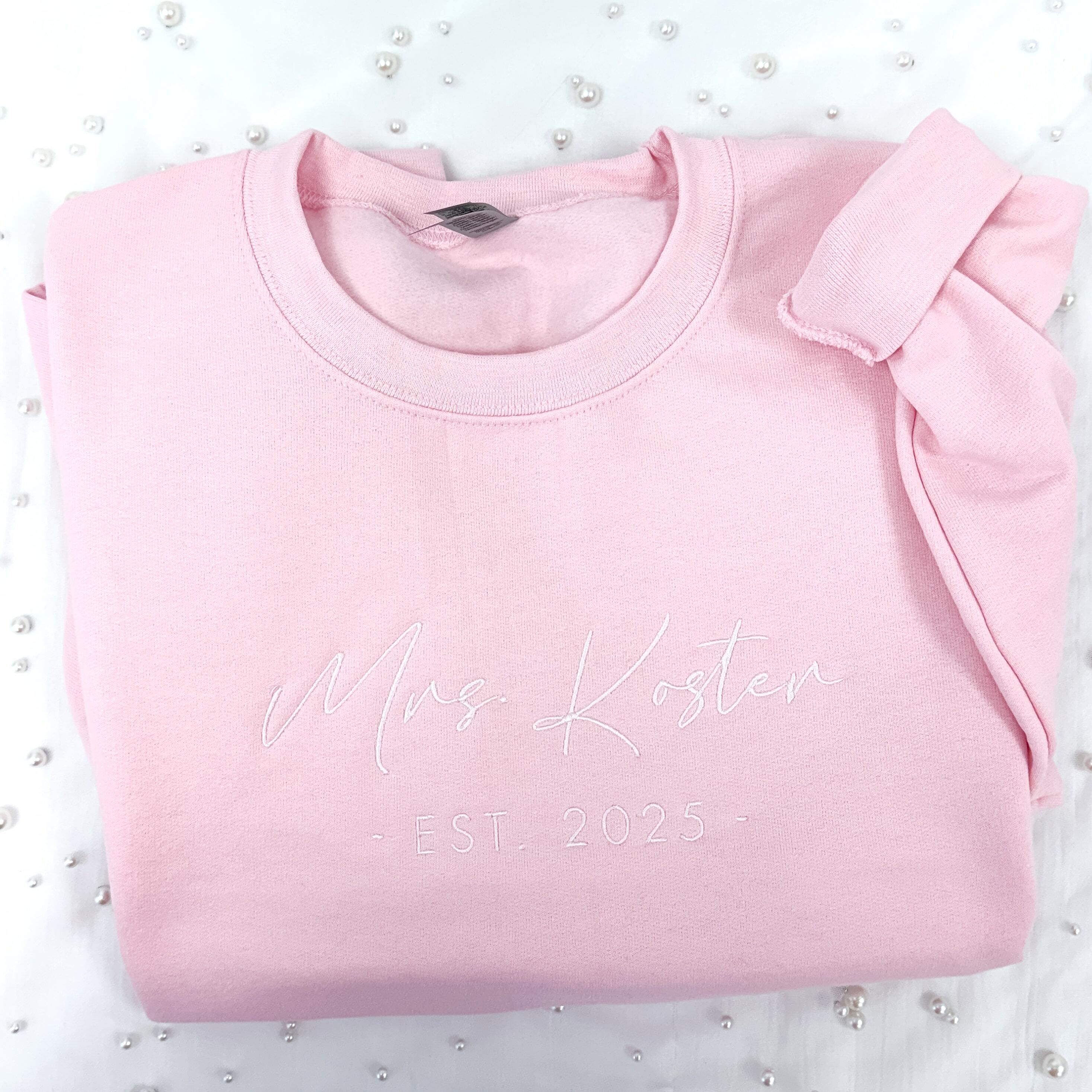 Custom Mrs Last Name Sweatshirt - Sweatshirt - Embroidery