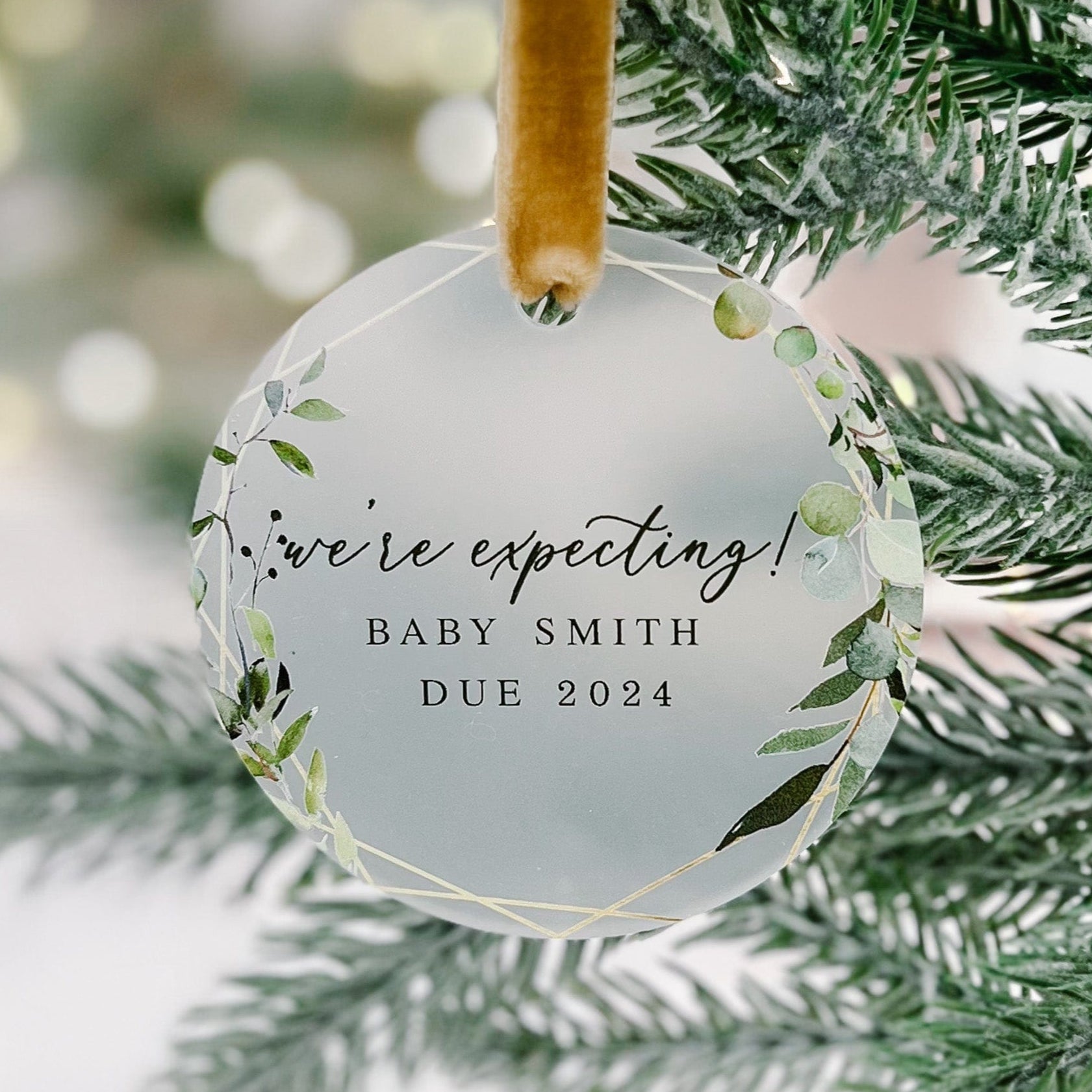 We're Expecting Christmas Ornament - Greenery - Ornament - Acrylic