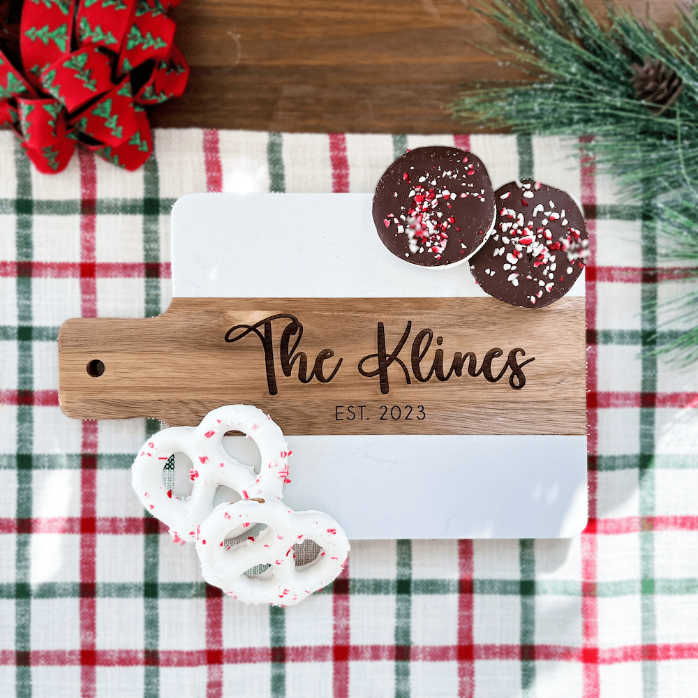 Marble and Acacia Wood Charcuterie Board - Cutting Board