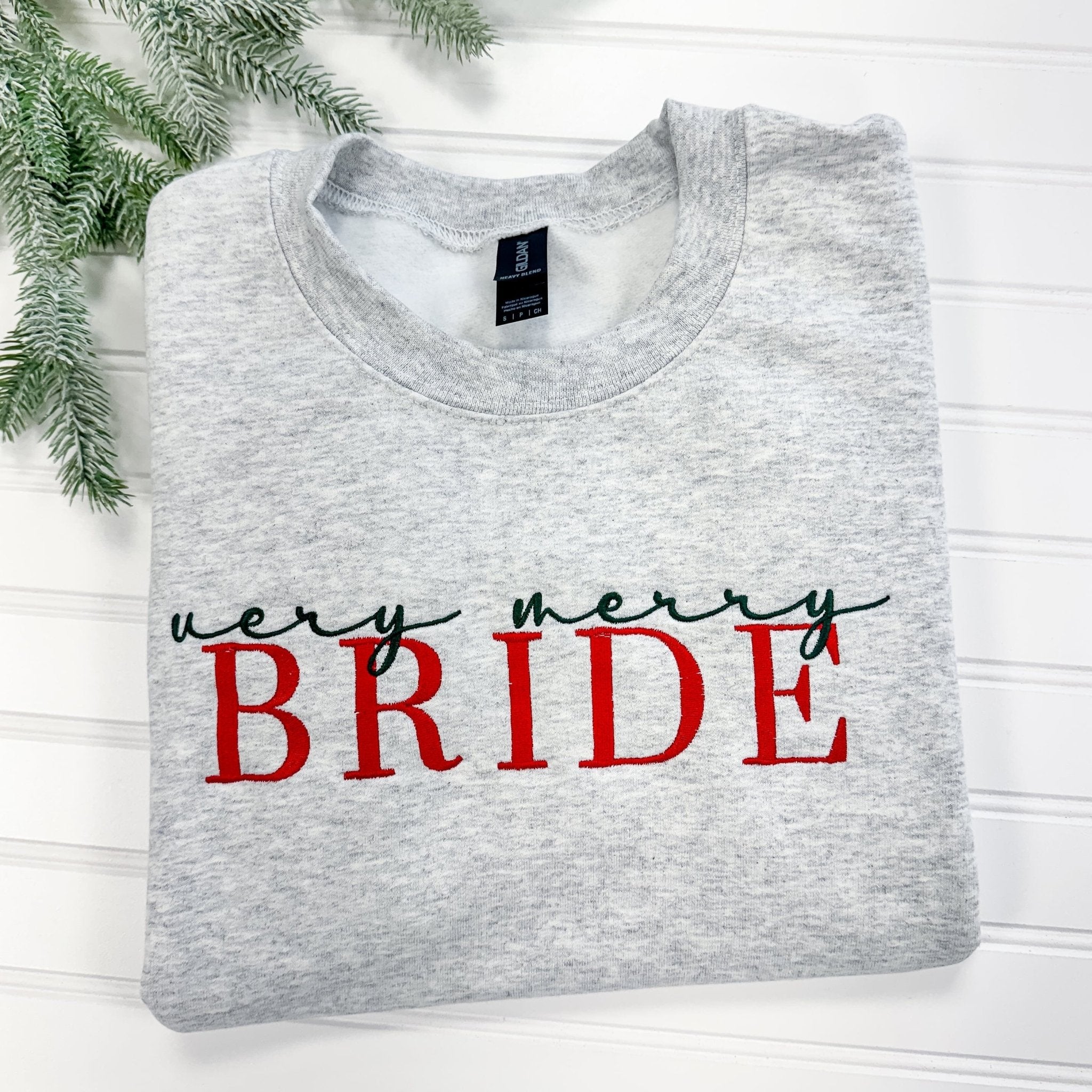Very Merry Bride Christmas Sweatshirt - Sweatshirt - Embroidery