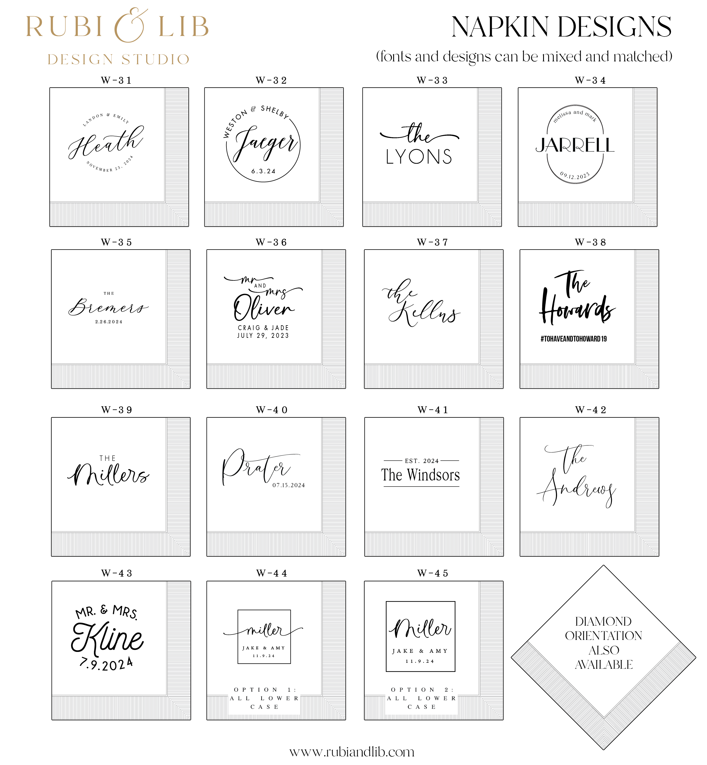 Last Name Wedding Napkins - Napkins - Foil Stamped