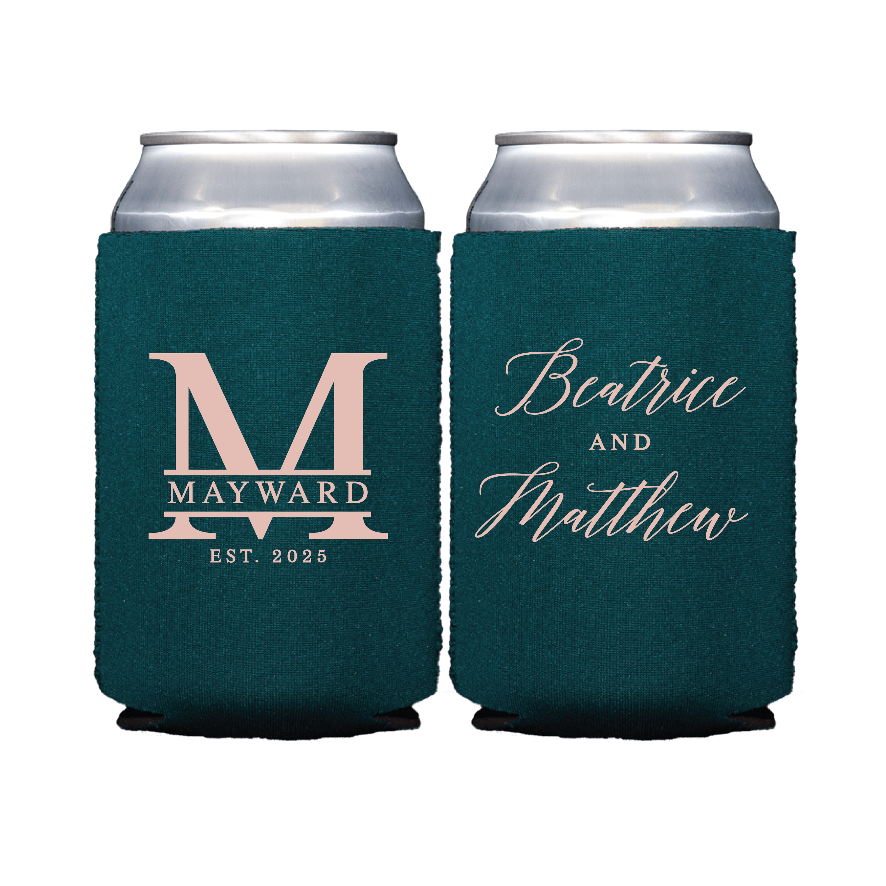 Last Name Monogram Wedding Can Cooler for Reception - Can Cooler