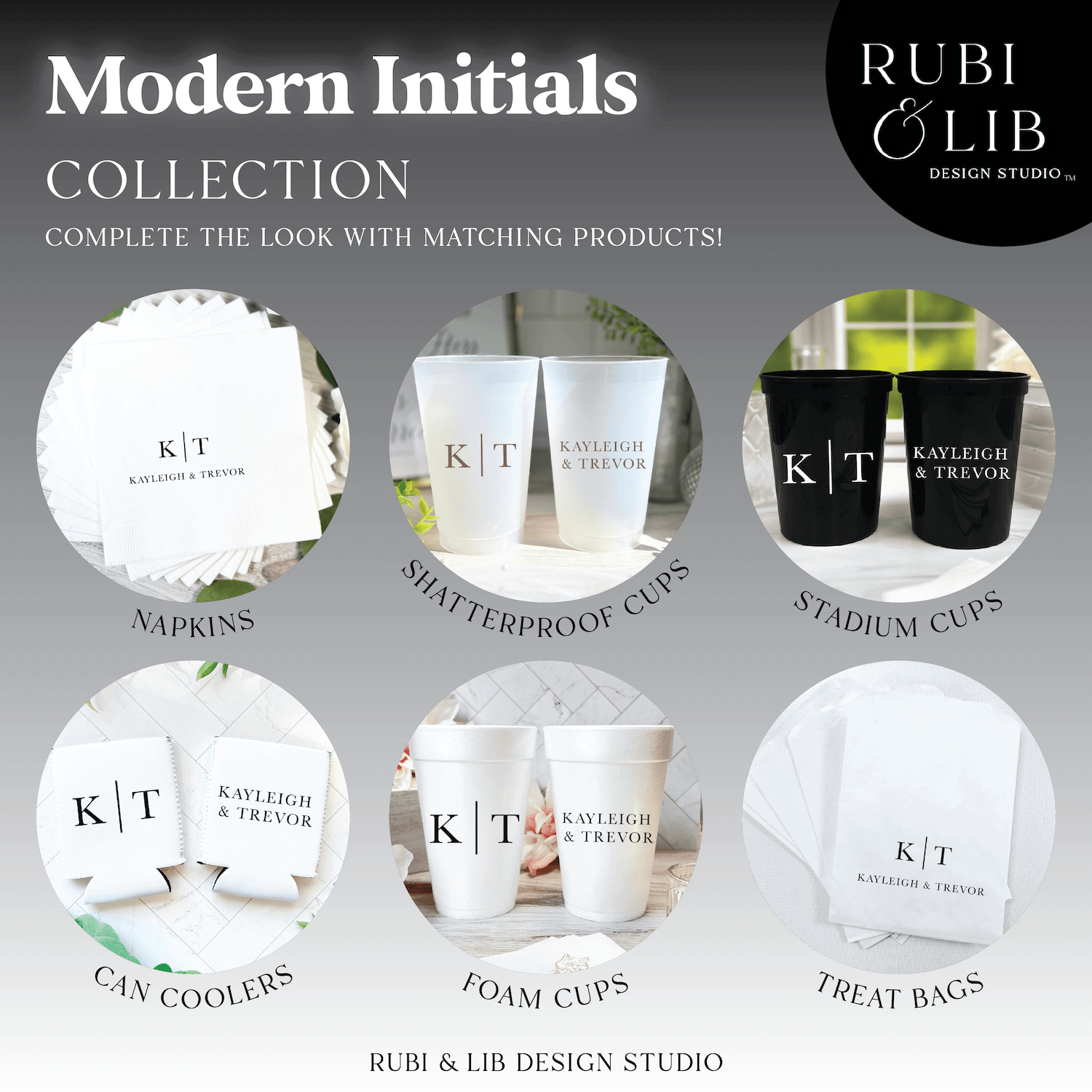 Modern Initials Wedding Premium Uncoined Napkins - Napkins - Linun Foil Stamped