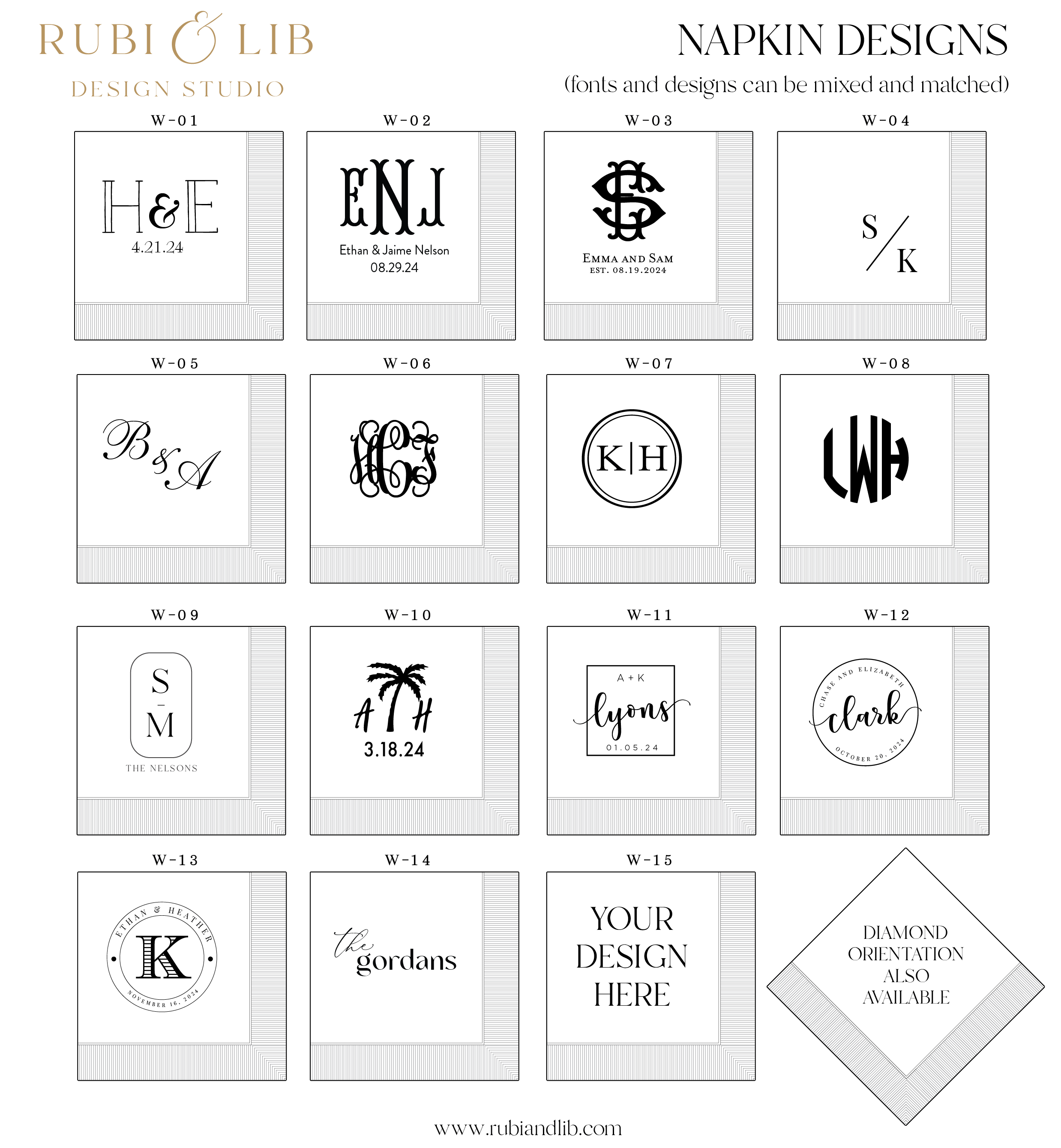 Monogram Wedding Napkins - Napkins - Foil Stamped