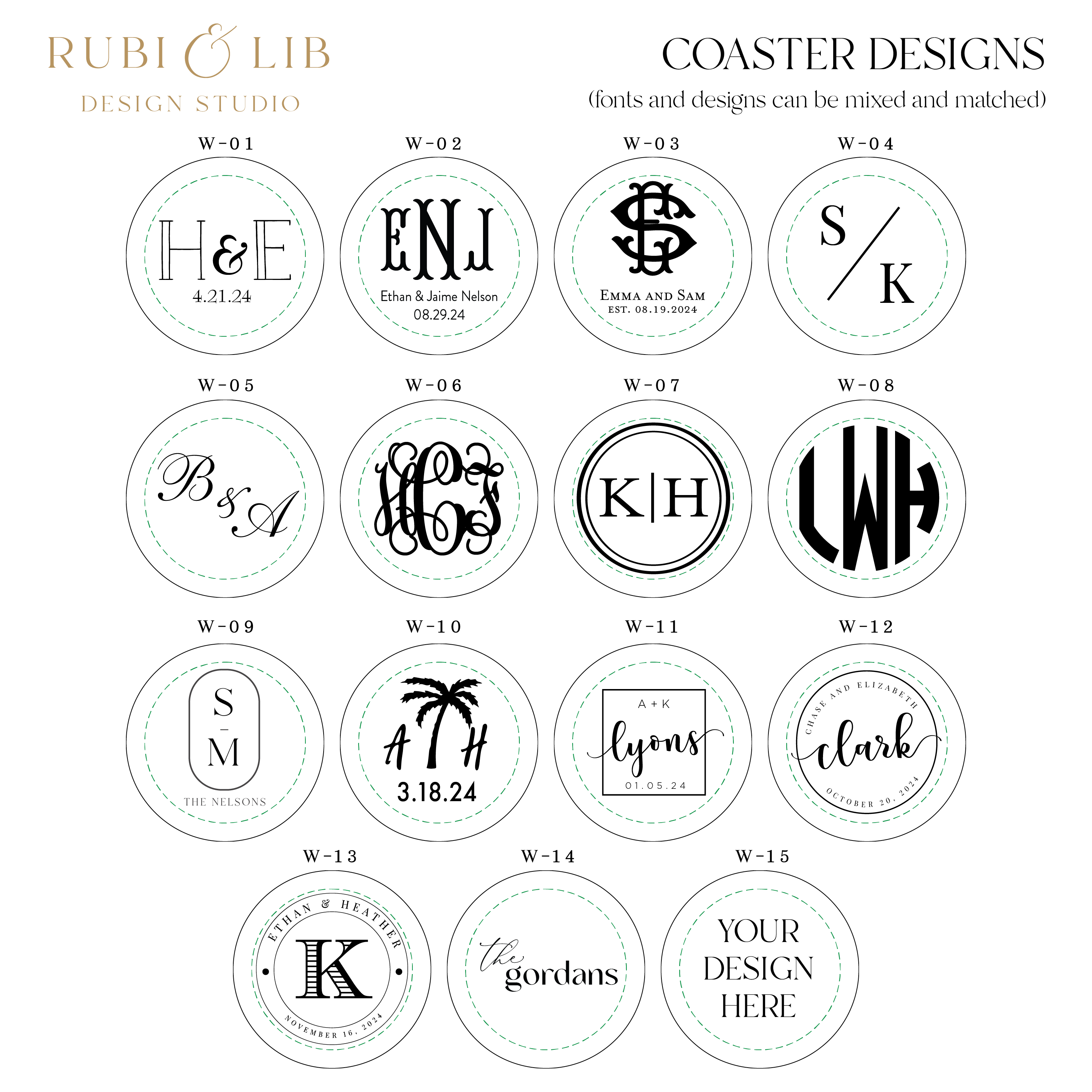 Personalized Wedding Monogram Coasters - Coasters