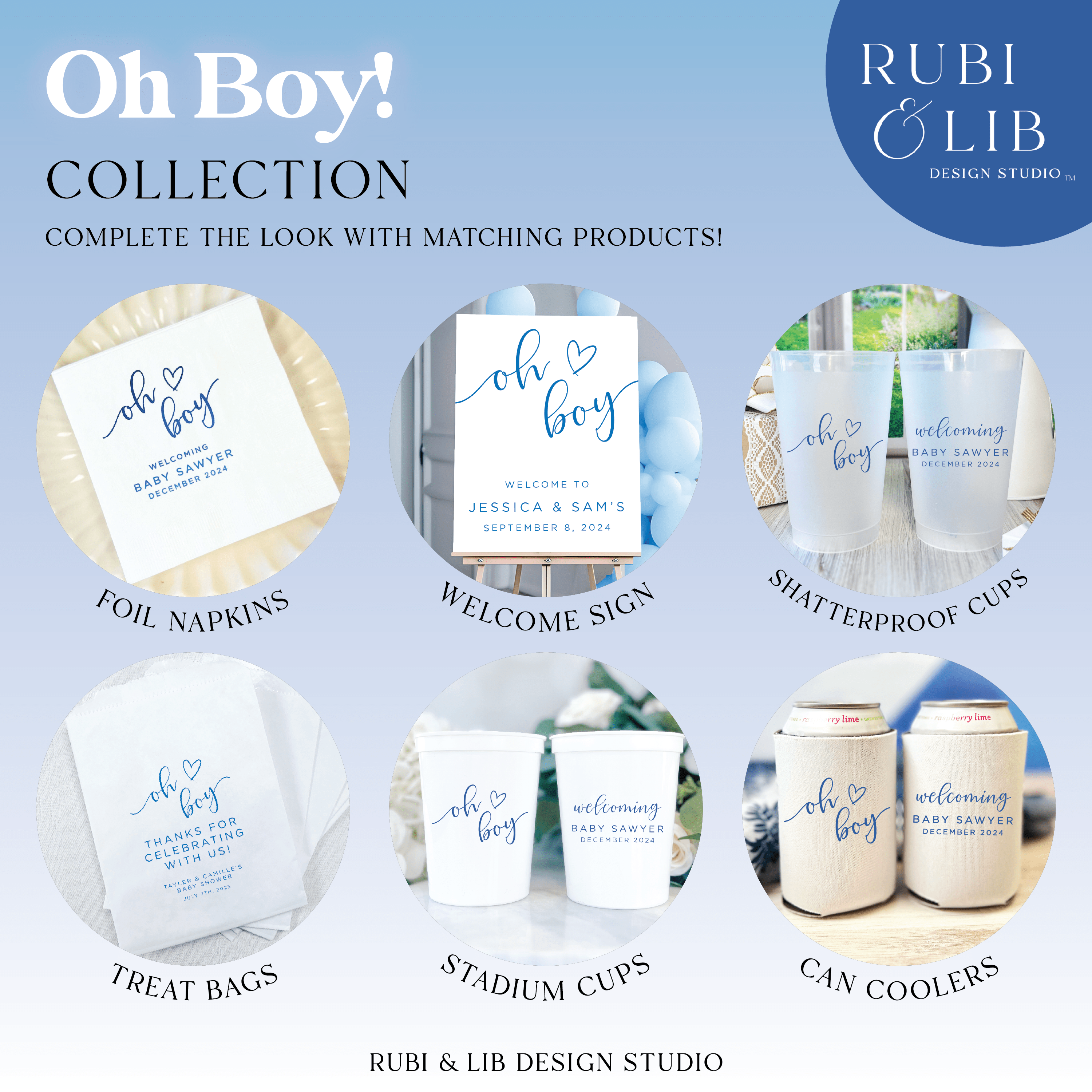 Oh Boy Personalized Baby Shower Can Cooler - Can Cooler