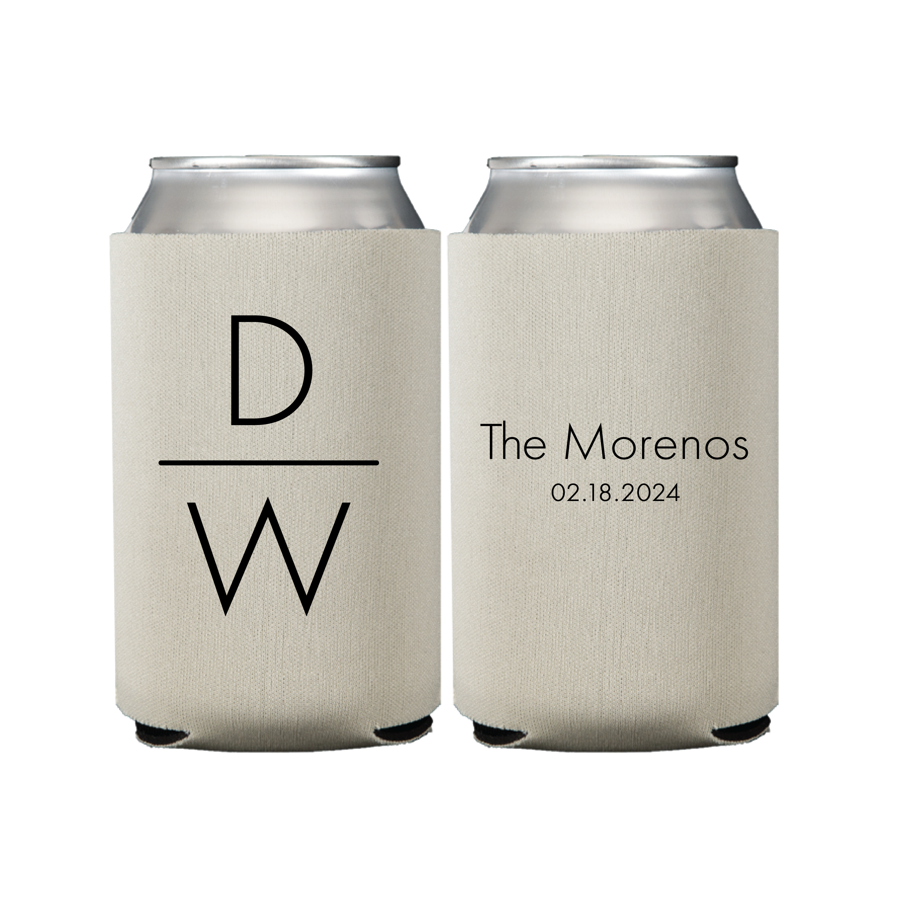 Personalized Wedding Bar Can Coolers with Monogram - Can Cooler