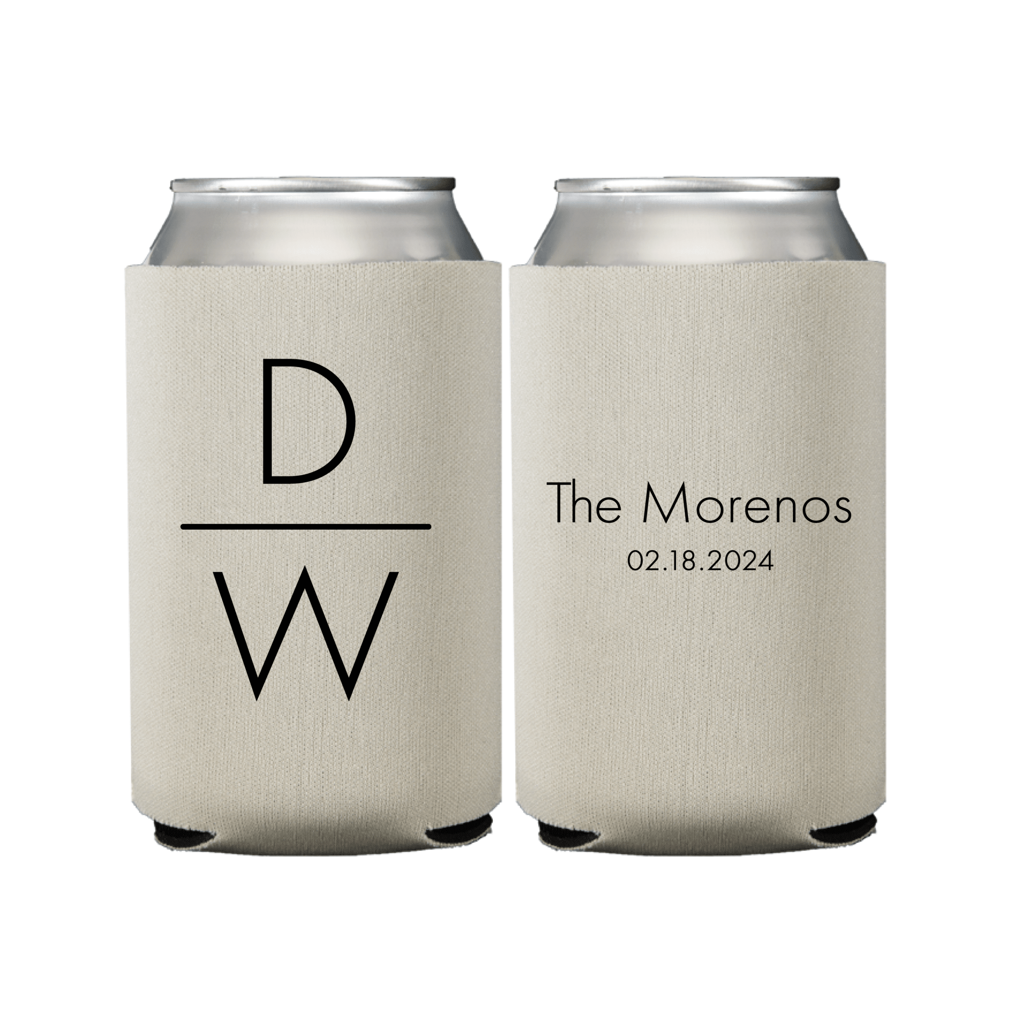 Personalized Wedding Bar Can Coolers with Monogram - Can Cooler