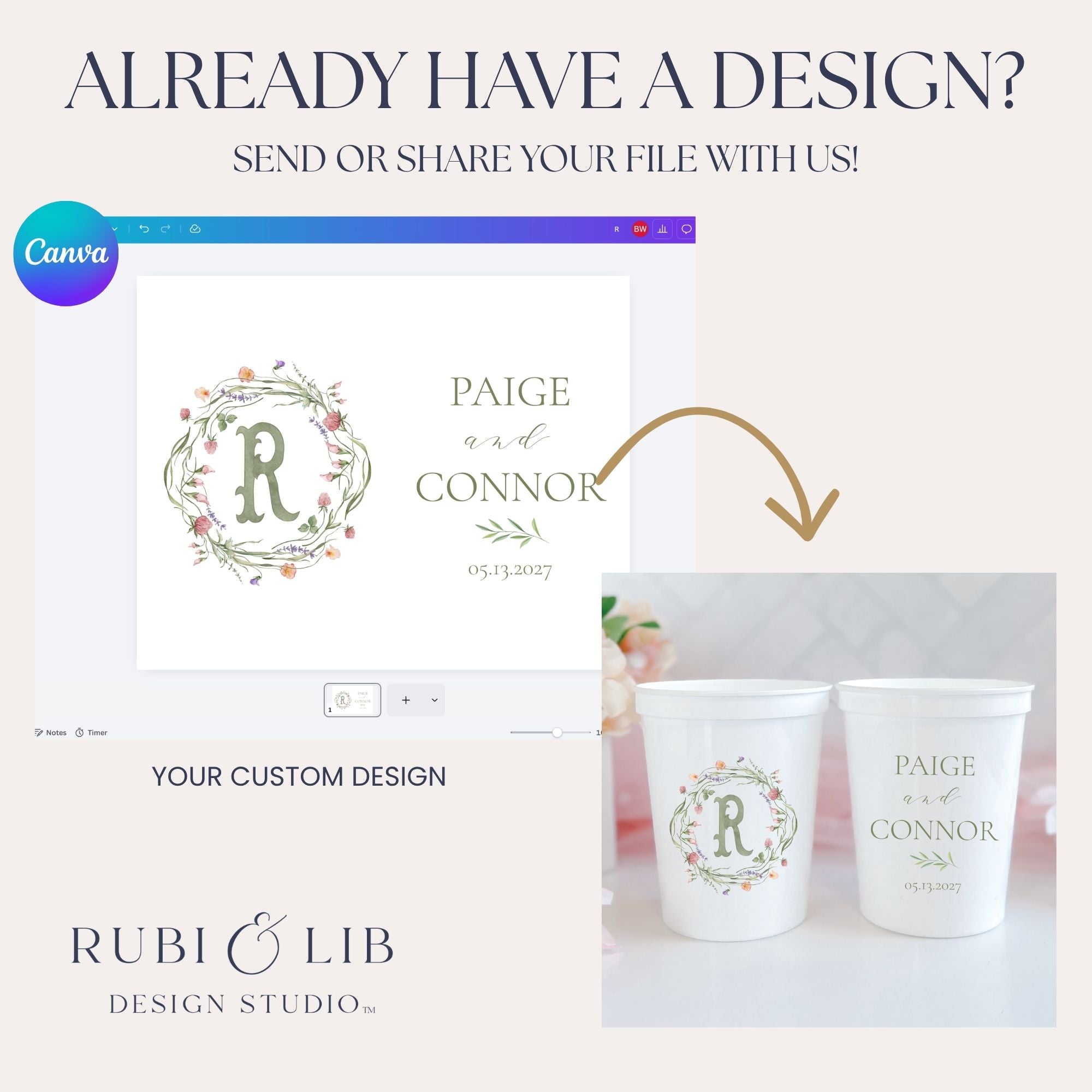 Custom Full Color Stadium Cups | Design Your Own Logo or Monogram Cups