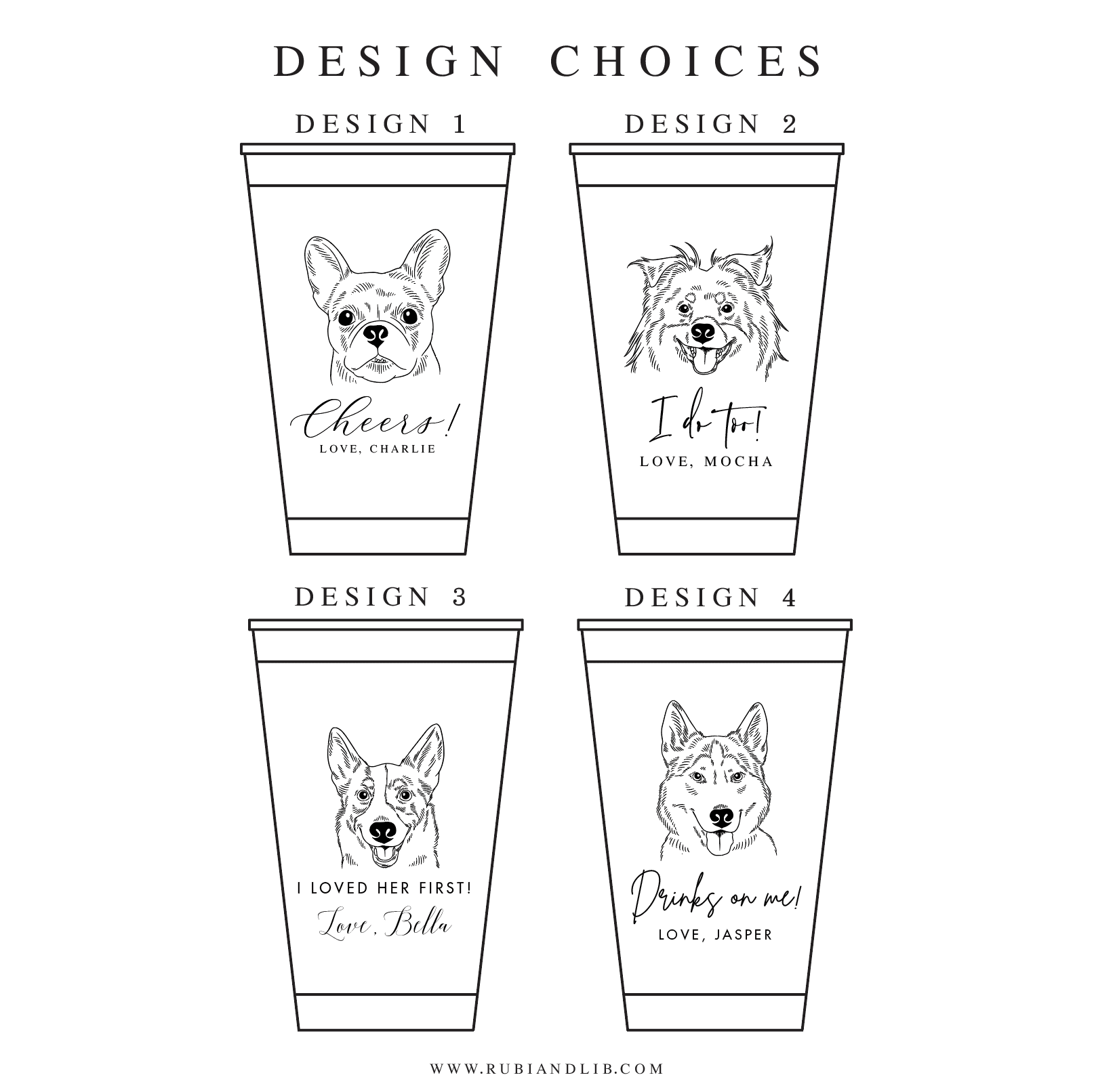 Wedding Paper Cups with Custom Dog Design - Cup - Paper Cup - Dog