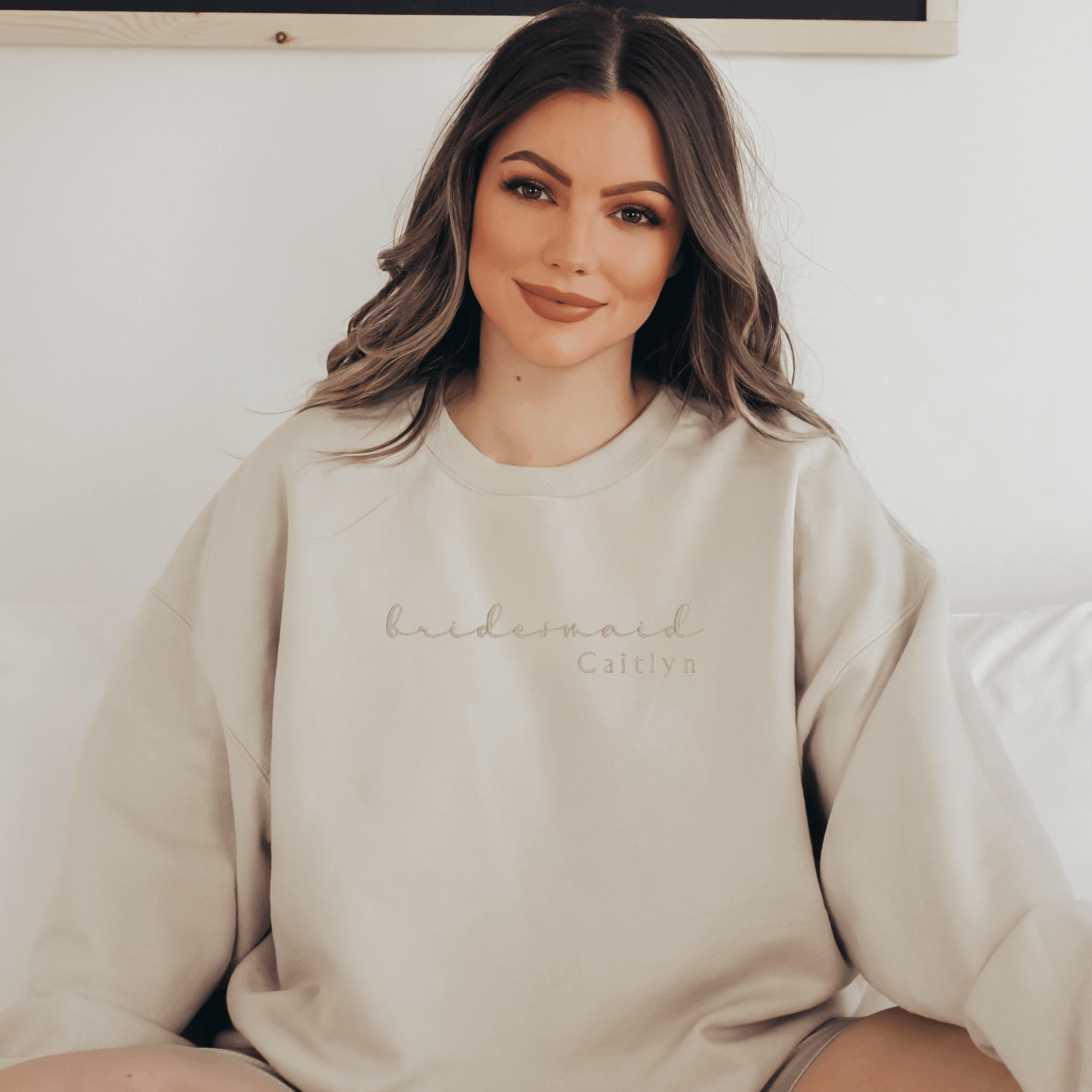 Personalized Bridesmaid Sweatshirt - Sweatshirt - Embroidery