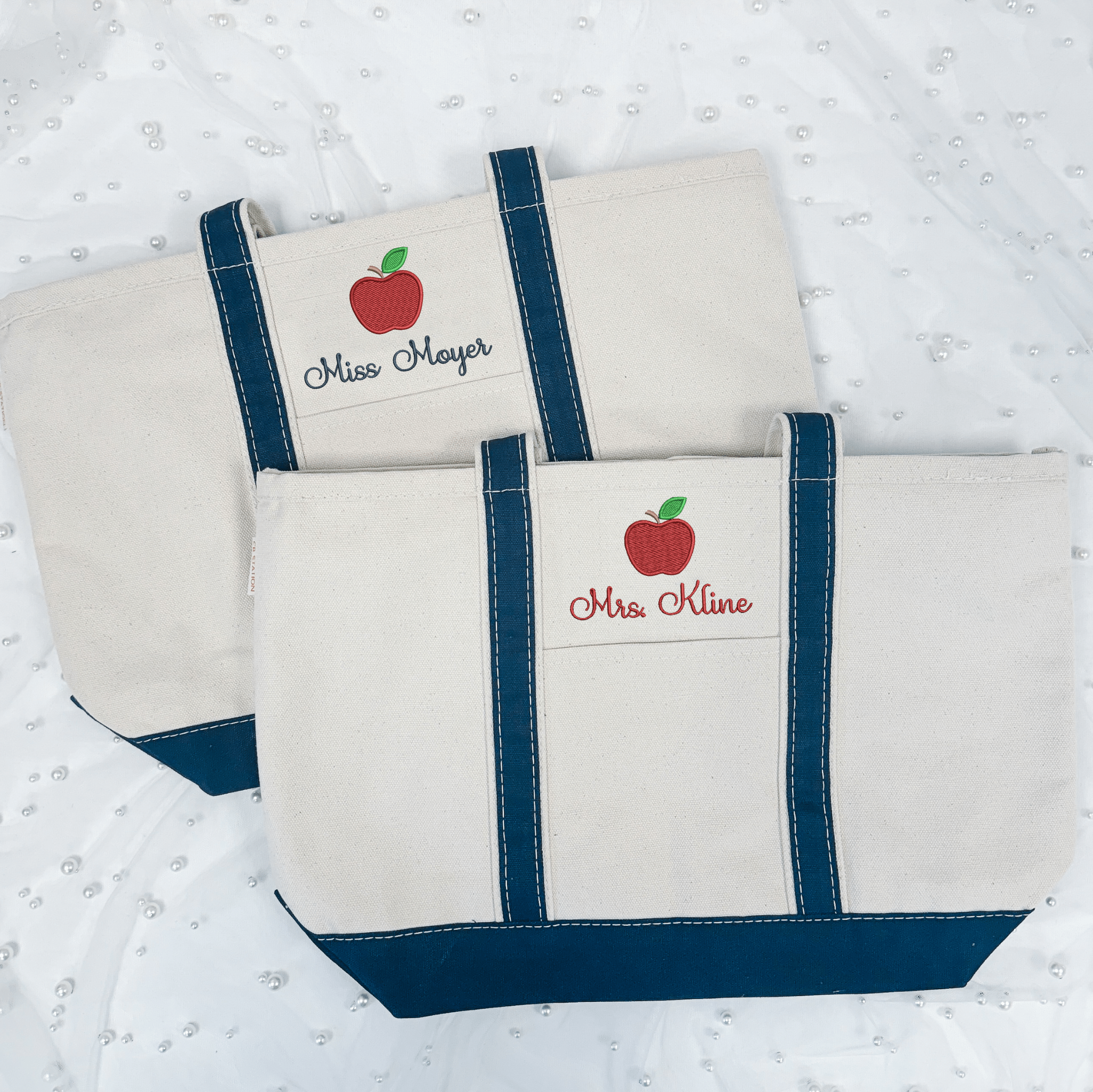 Personalized Teacher Canvas Tote Bag - Embroidery - Tote Bag