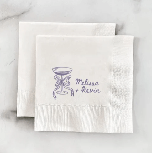 Champagne Doodle Wedding Napkins - Napkins - Foil Stamped