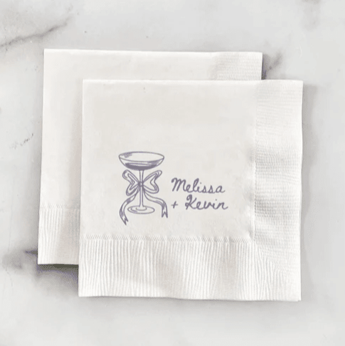 Champagne Doodle Wedding Napkins - Napkins - Foil Stamped