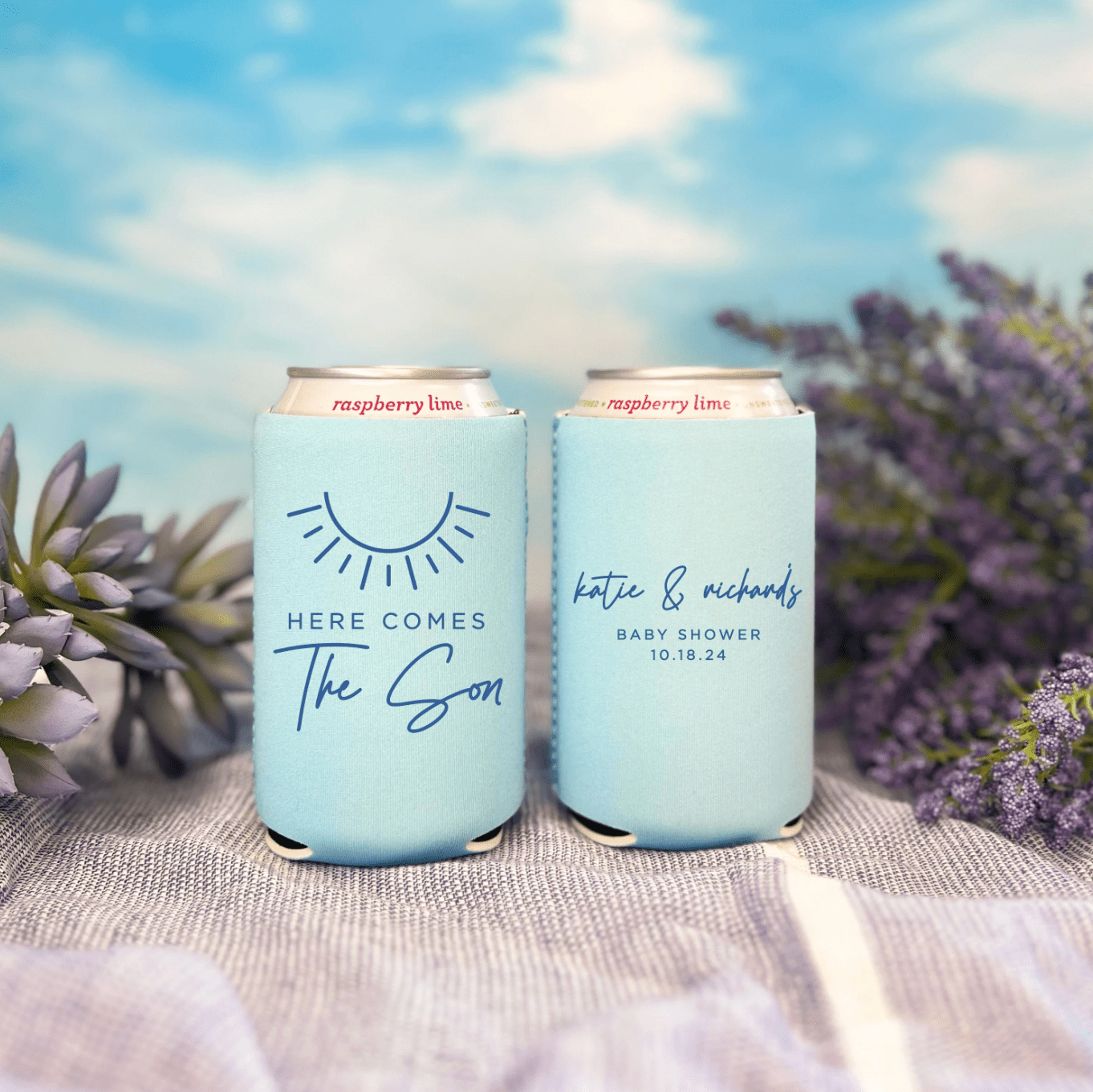 Here Comes The Son Baby Shower Can Cooler - Can Cooler