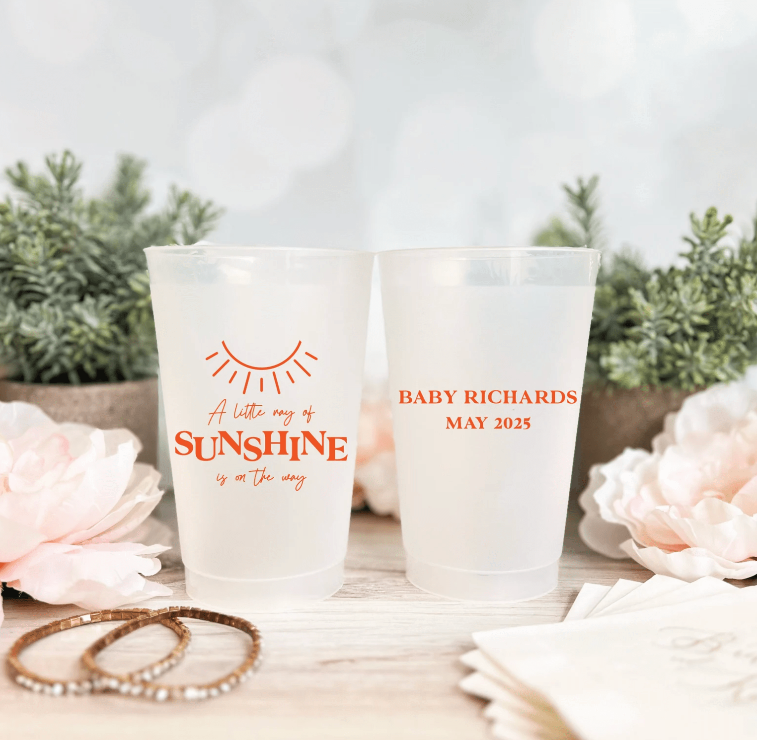 Little Ray of Sunshine Baby Shower Frosted Plastic Cups - Cup - Frosted
