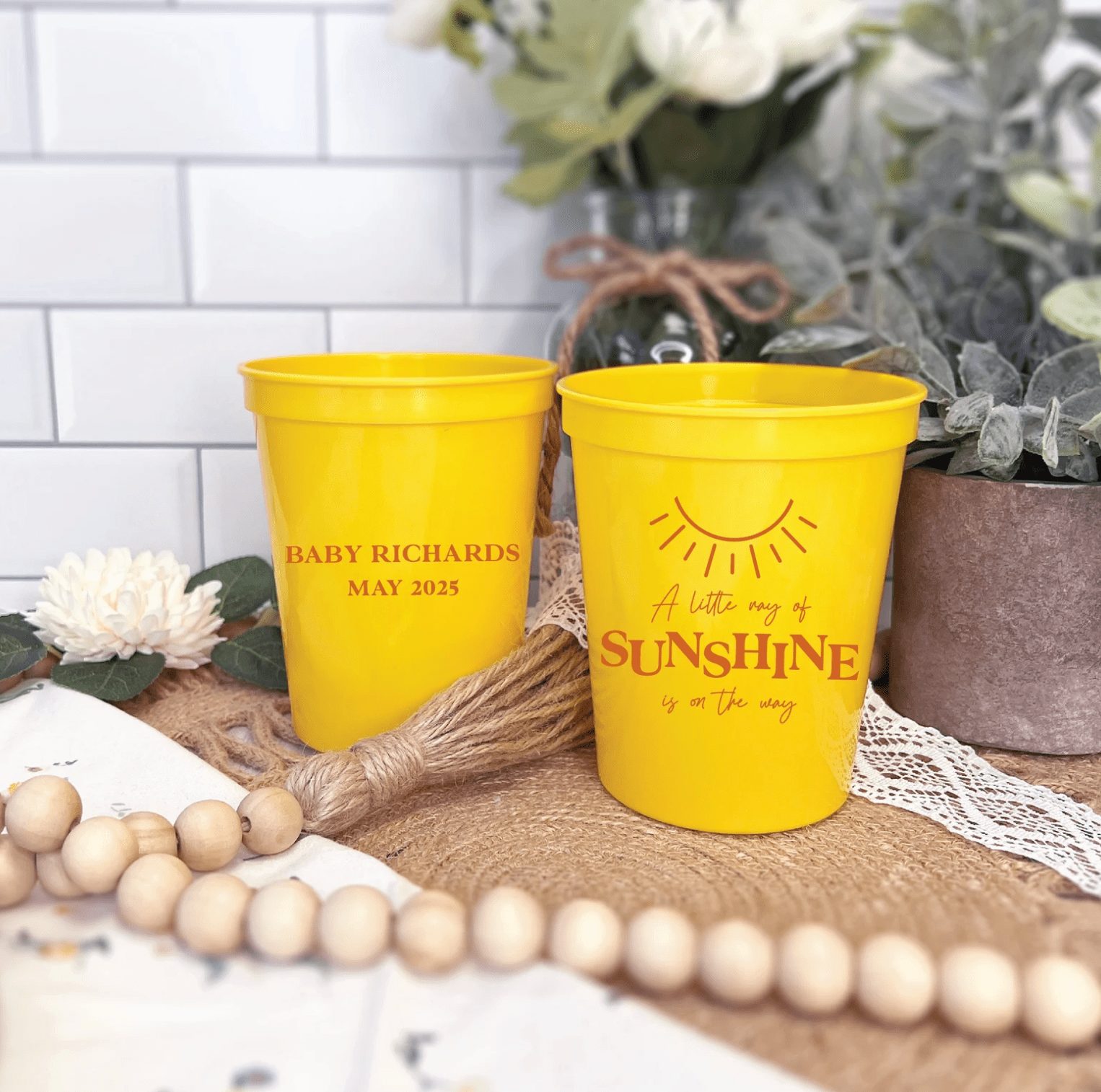 Little Ray of Sunshine Baby Shower Stadium Cups - Cup - Stadium