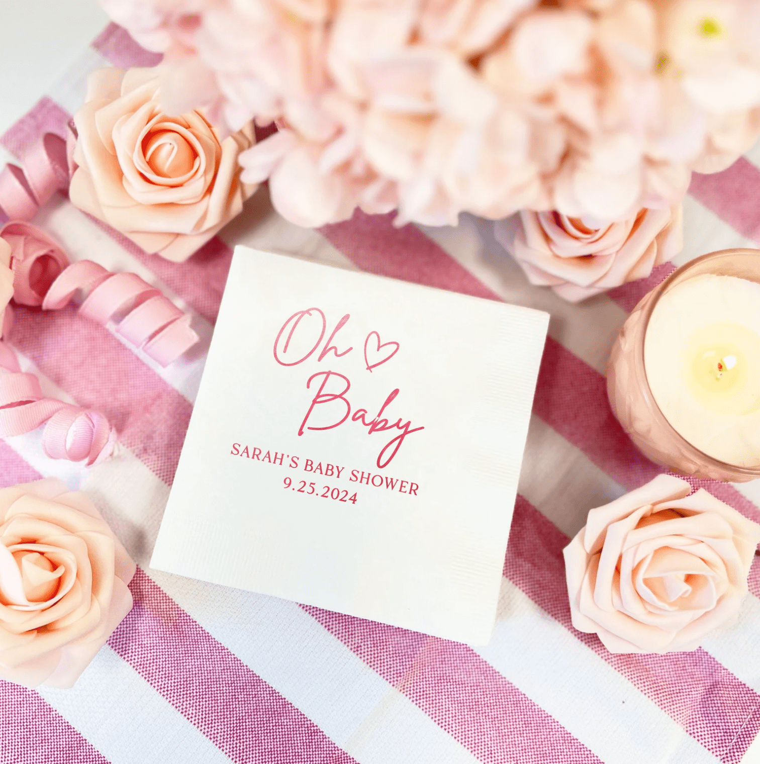 Oh Baby Personalized Baby Shower Napkins - Napkins - Foil Stamped