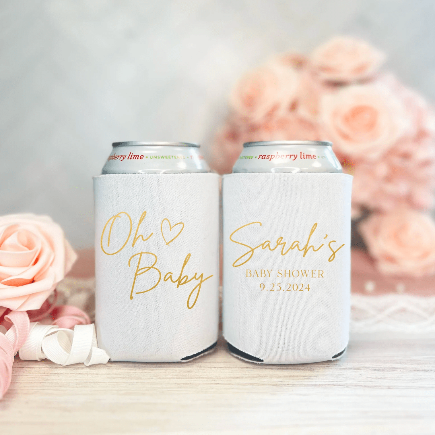 Oh Baby Personalized Baby Shower Can Cooler - Can Cooler