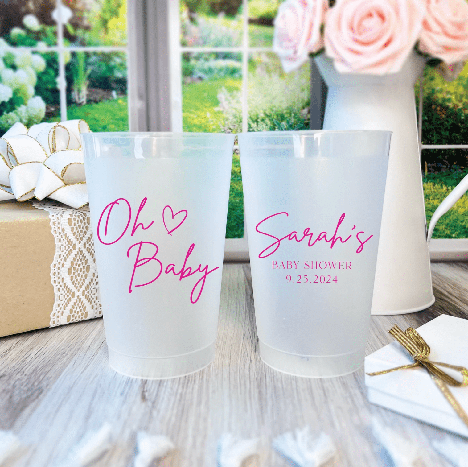 Oh Baby Personalized Baby Shower Frosted Plastic Cups - Cup - Frosted
