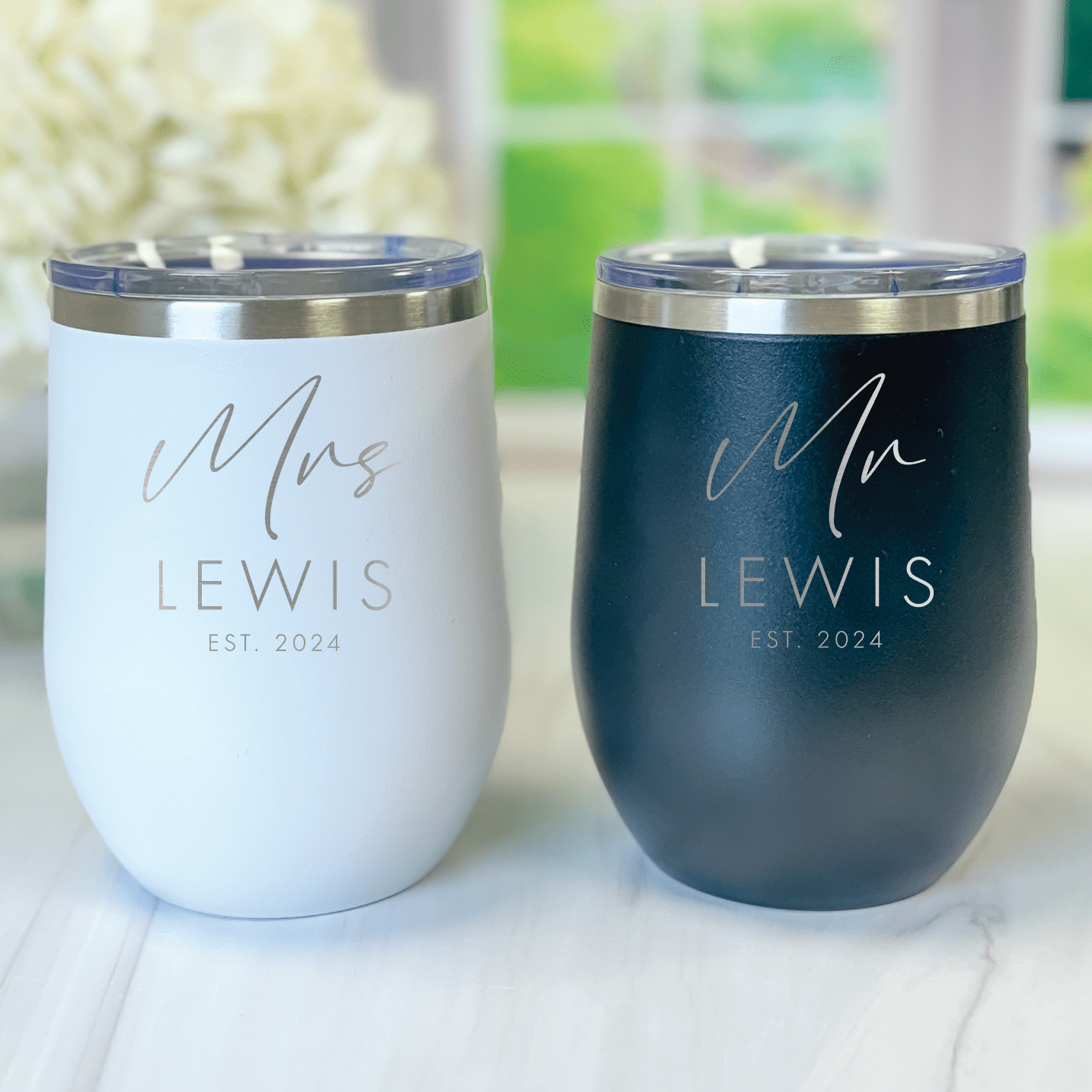 Personalized Mr and Mrs Wine Tumbler Gift Set - Wine Tumbler