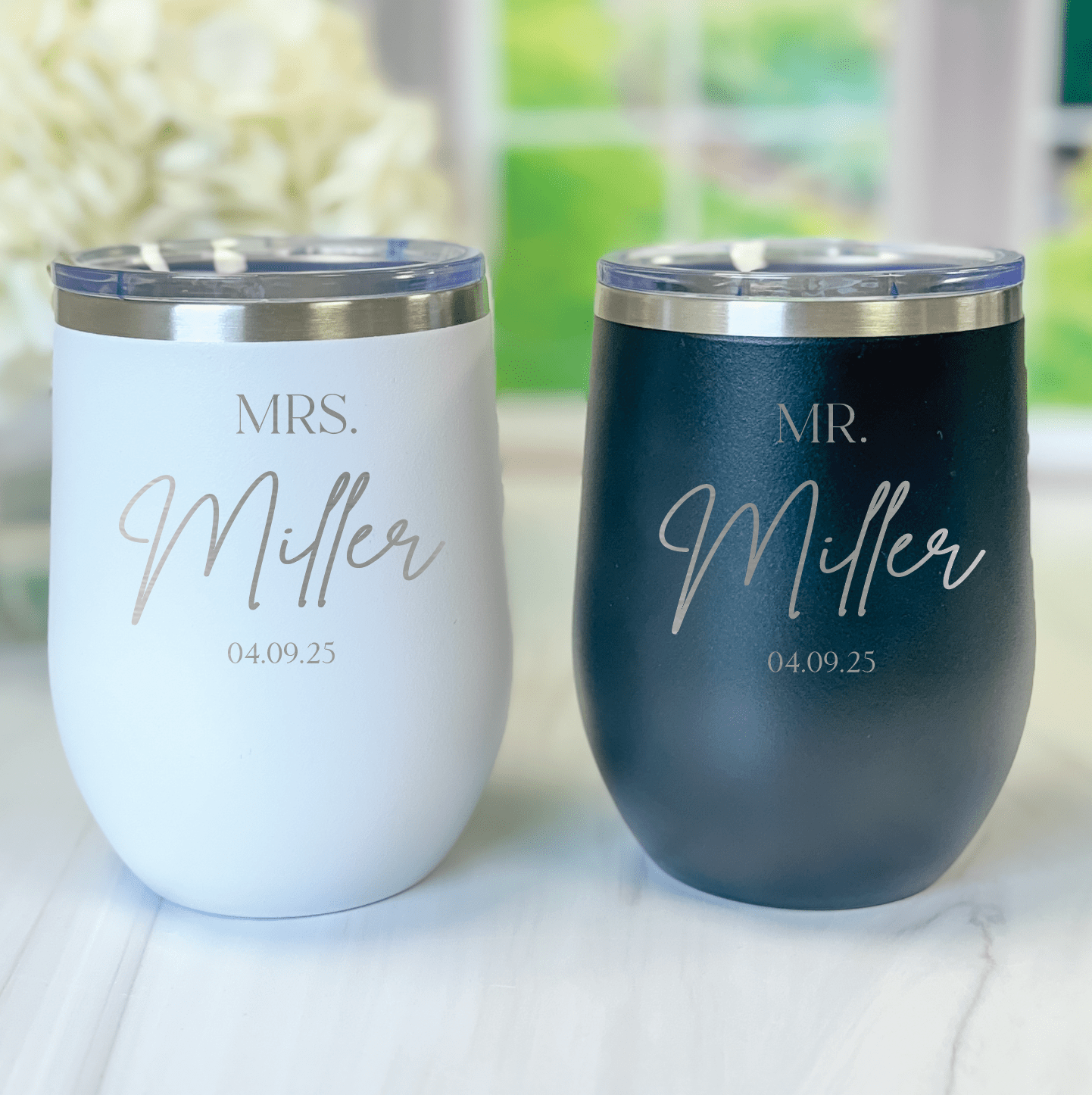 Personalized Mr and Mrs Wine Tumbler Gift Set - Wine Tumbler