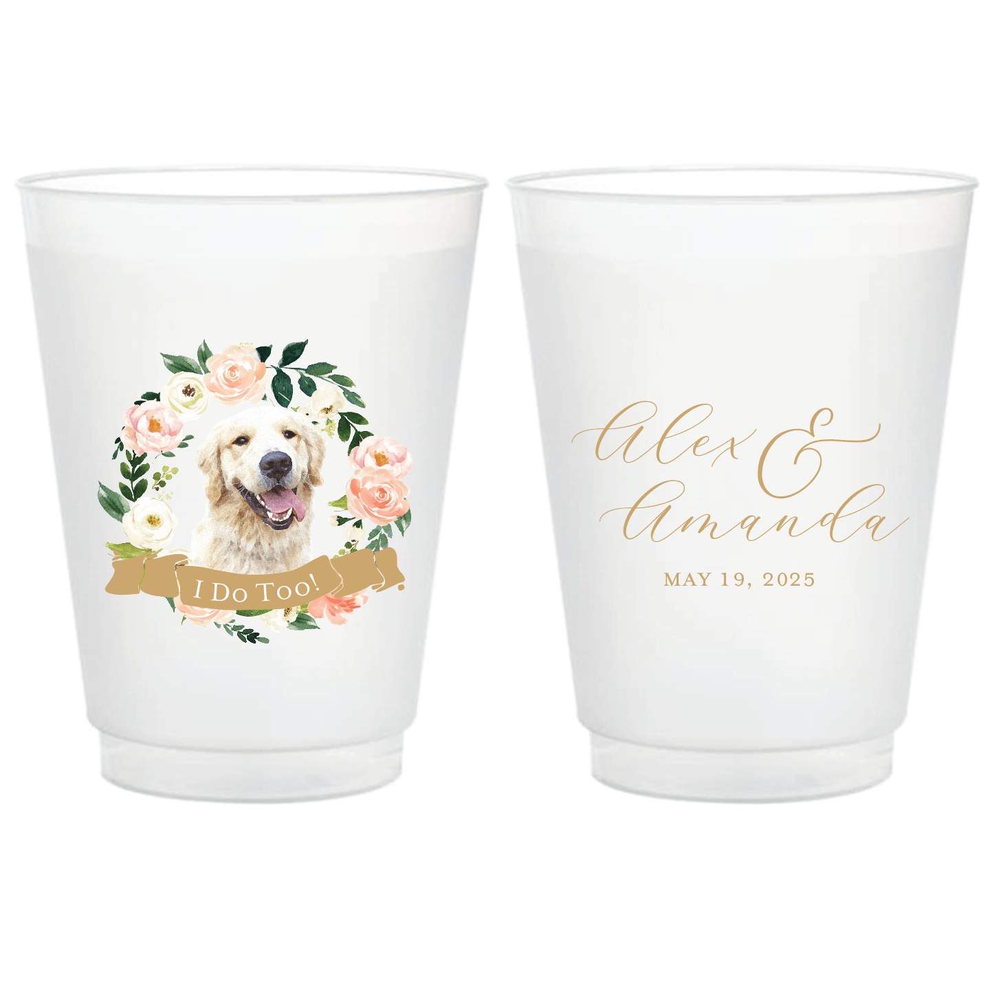 Dog Wedding Full Color Frosted Plastic Cups - Cup - Frosted Full Color - Dog