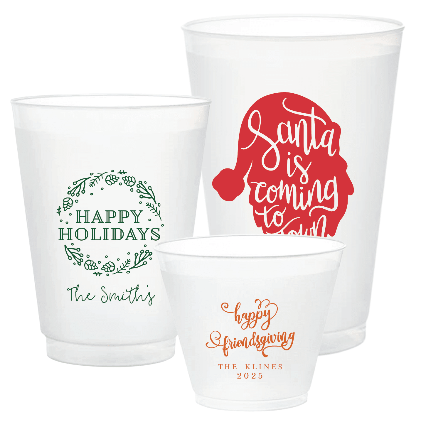 Holiday Frosted Plastic Cups - Cup - Frosted