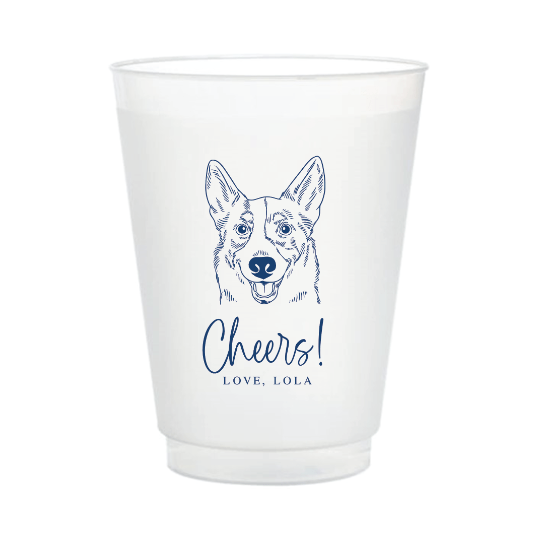 Illustrated Pet Wedding Frosted Plastic Cups - Cup - Frosted - Dog