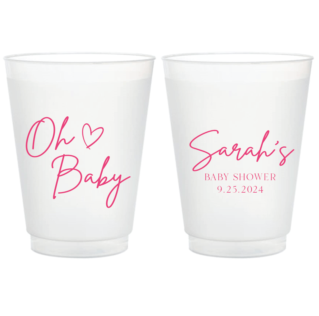 Oh Baby Personalized Baby Shower Frosted Plastic Cups - Cup - Frosted