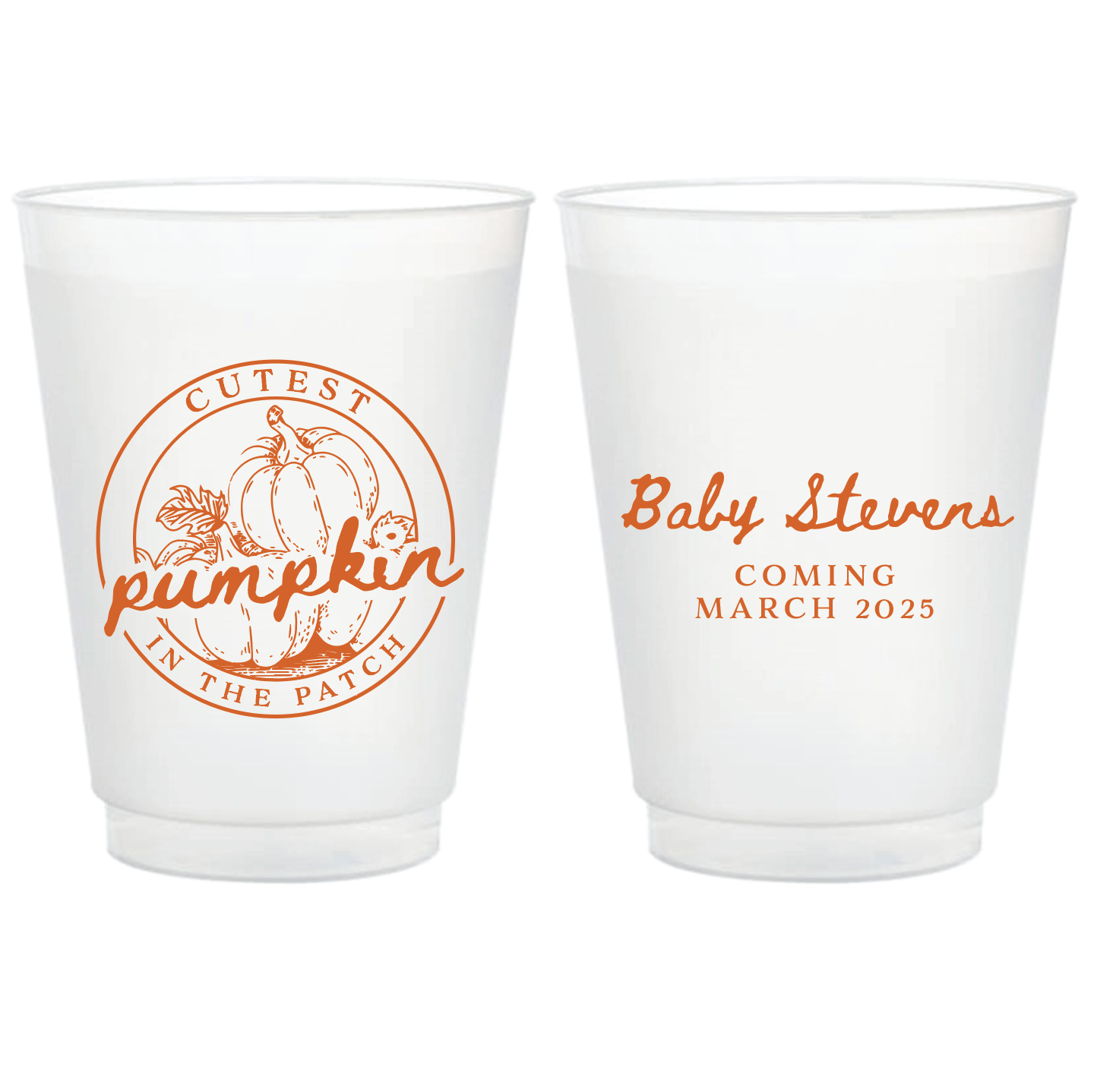 Cutest Pumpkin in the Patch Baby Shower Frosted Plastic Cups - Cup - Frosted