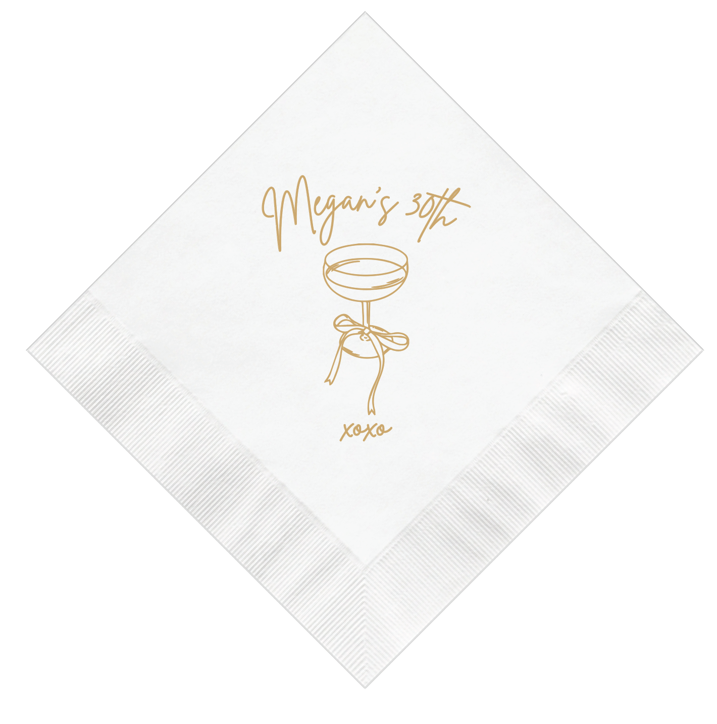 Birthday Champagne Toast Personalized Napkins - Napkins - Foil Stamped