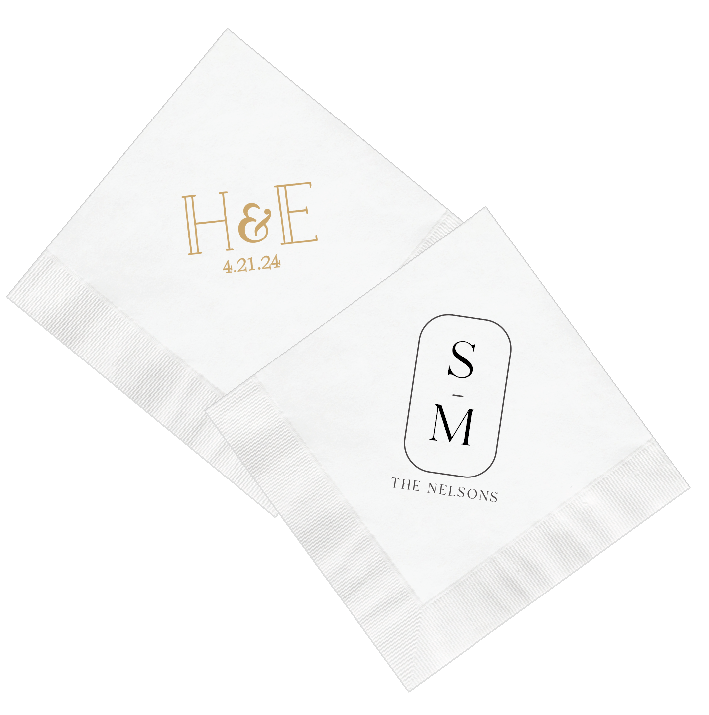 Monogram Wedding Napkins - Napkins - Foil Stamped