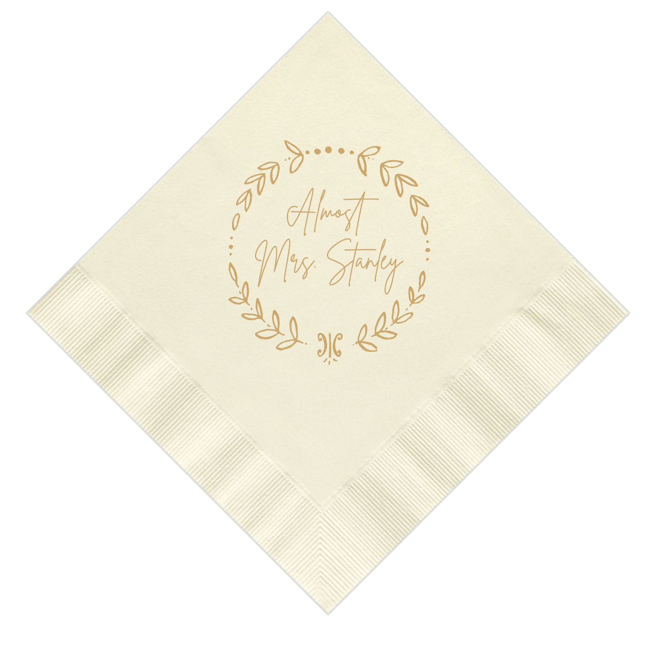 Almost Mrs Wreath Bridal Shower Napkins - Napkins - Foil Stamped