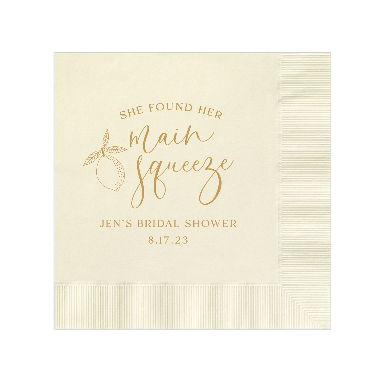She Found Her Main Squeeze Bridal Shower Napkins - Napkins - Foil Stamped