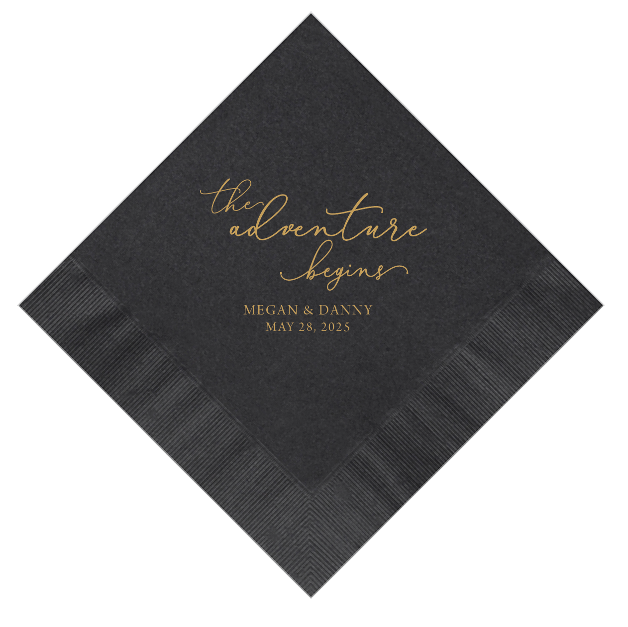 The Adventure Begins Wedding Napkins - Napkins - Foil Stamped