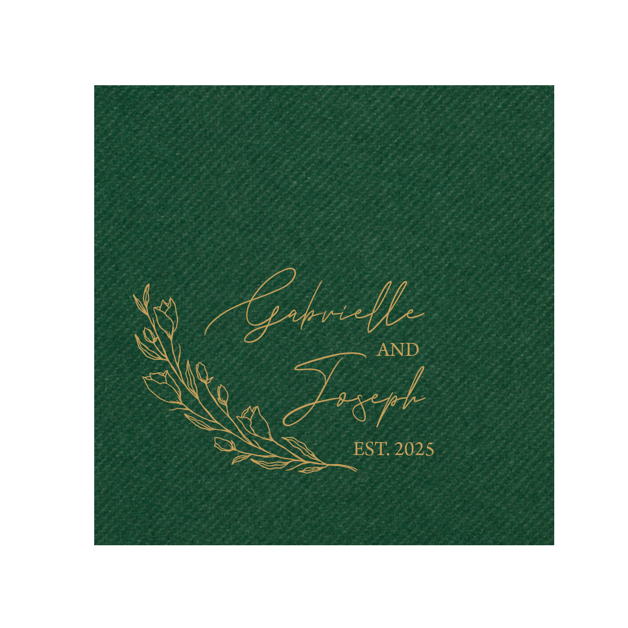First Name Floral Wedding Premium Linun Uncoined Napkins - Napkins - Linun Foil Stamped