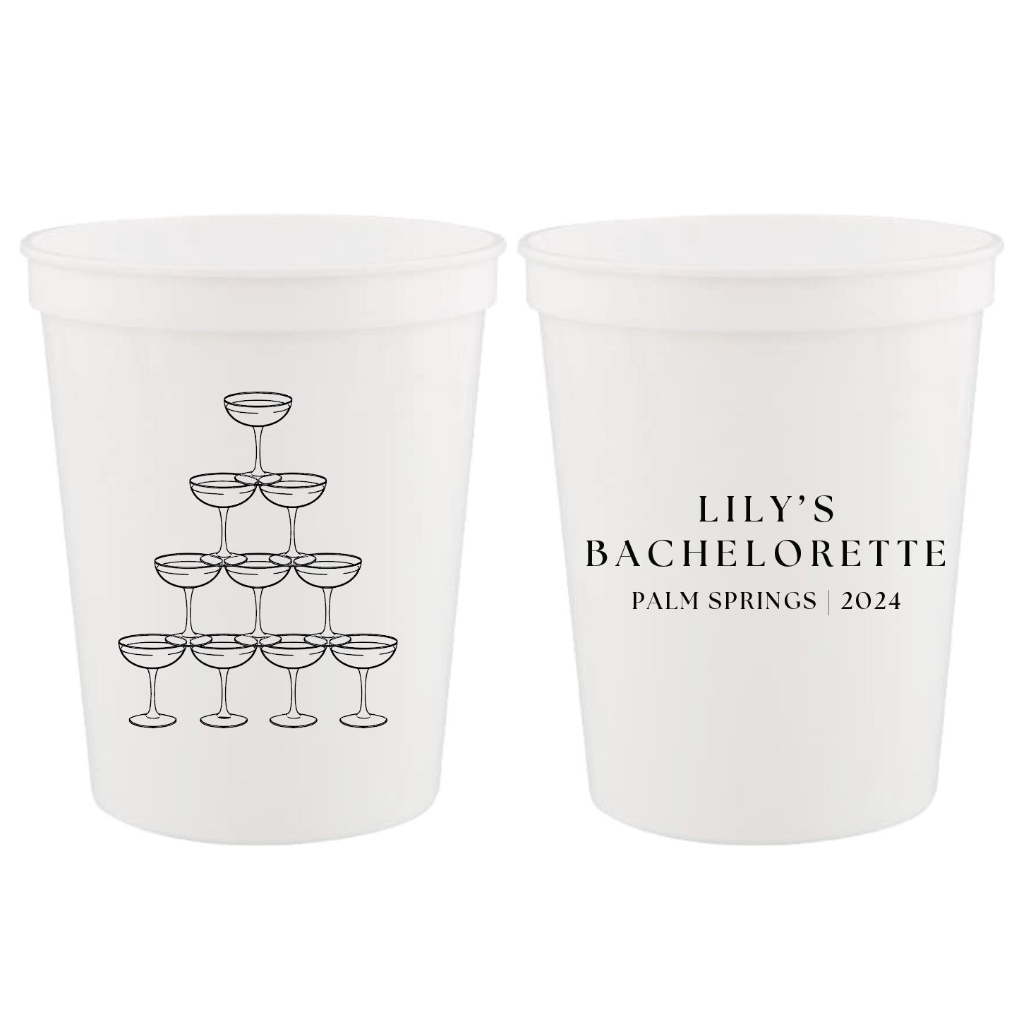 Custom Champagne Tower Bachelorette Stadium Cups - Cups - Stadium - Bachelorette