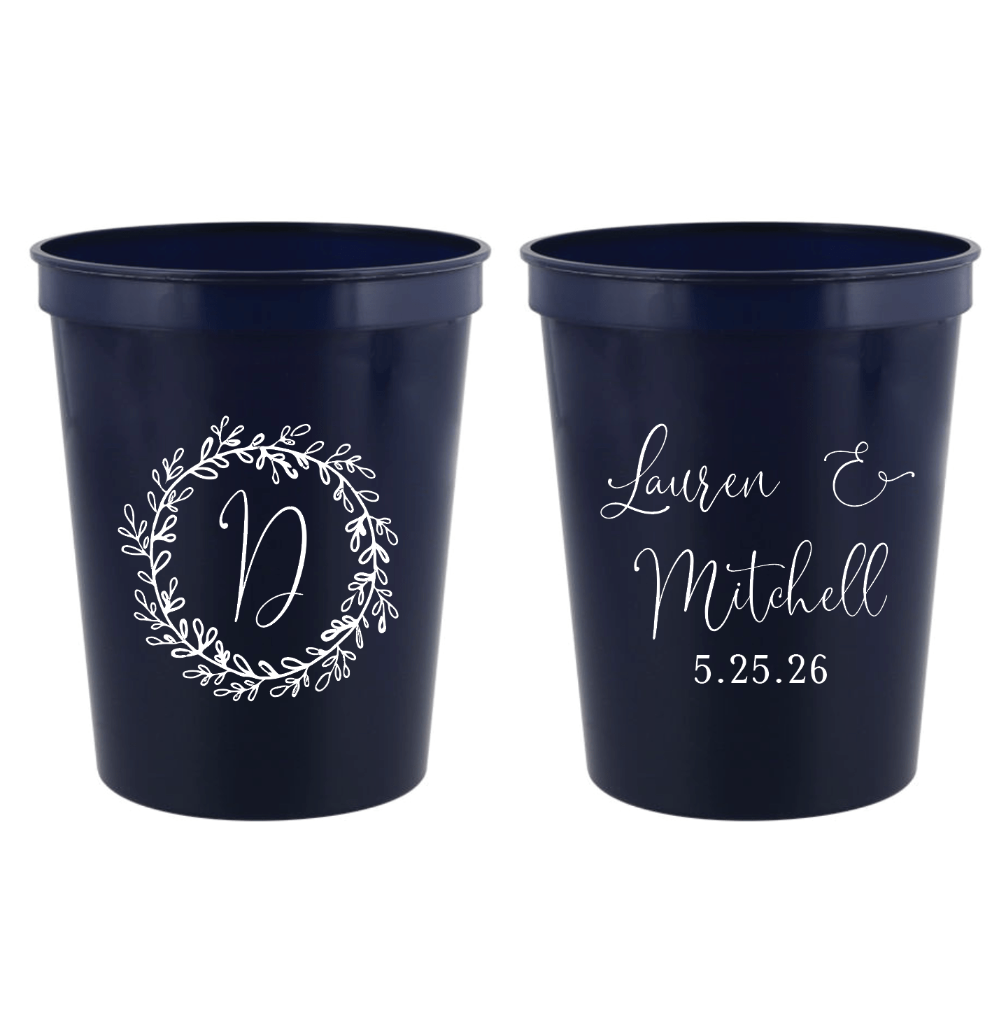 Custom Floral Wreath Wedding Stadium Cups - Cup - Stadium