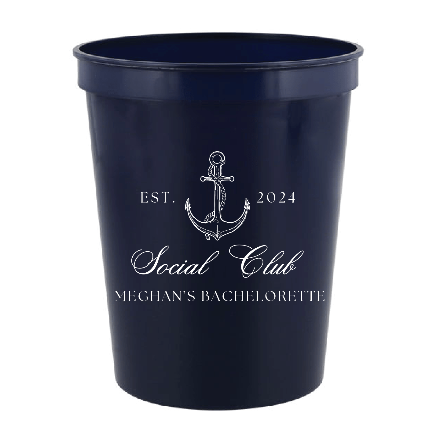 Custom Nautical Social Club Bachelorette Stadium Cups - Cups - Stadium - Bachelorette