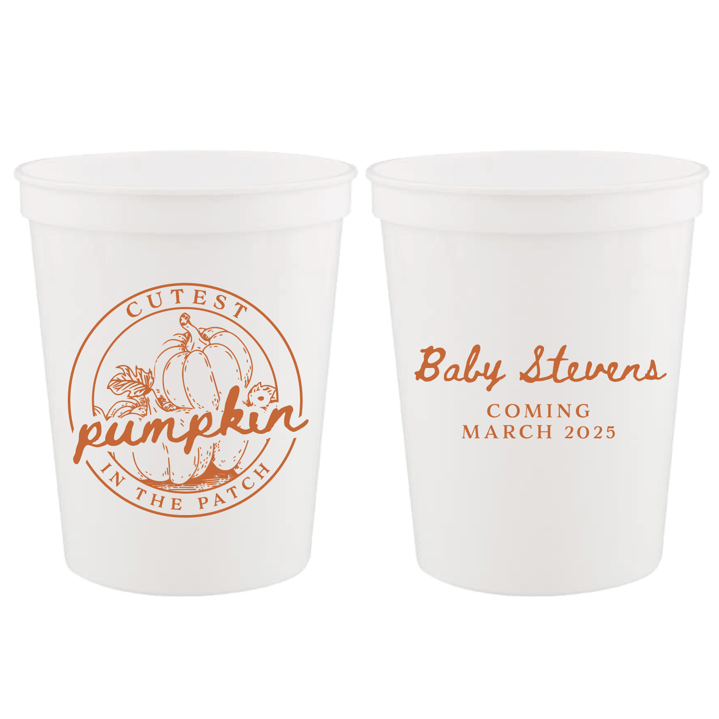Cutest Pumpkin in the Patch Personalized Baby Shower Stadium Cups - Cup - Stadium