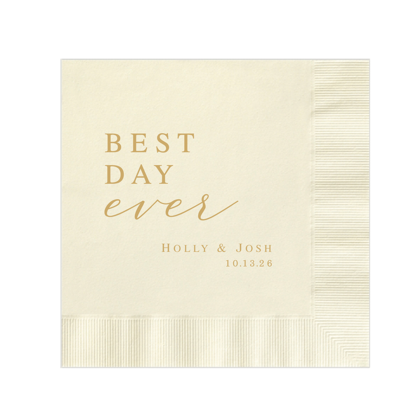 Best Day Ever Wedding Napkins - Elegant Script - Napkins - Foil Stamped
