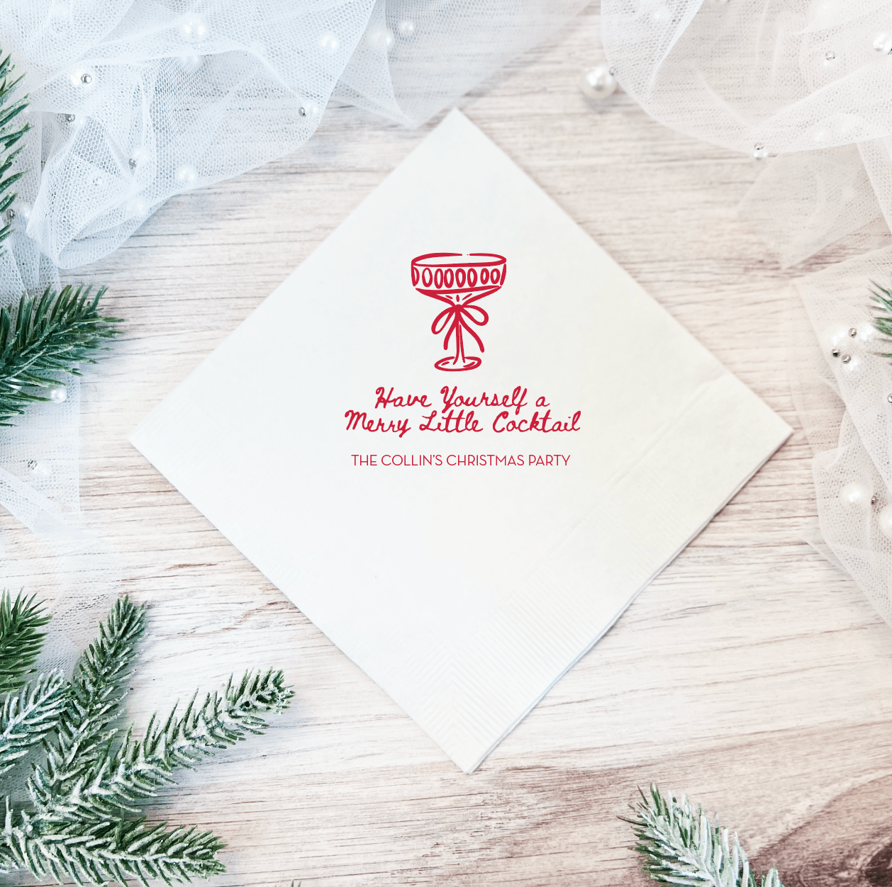 Have A Merry Little Cocktail Personalized Napkins - Napkins - Foil Stamped